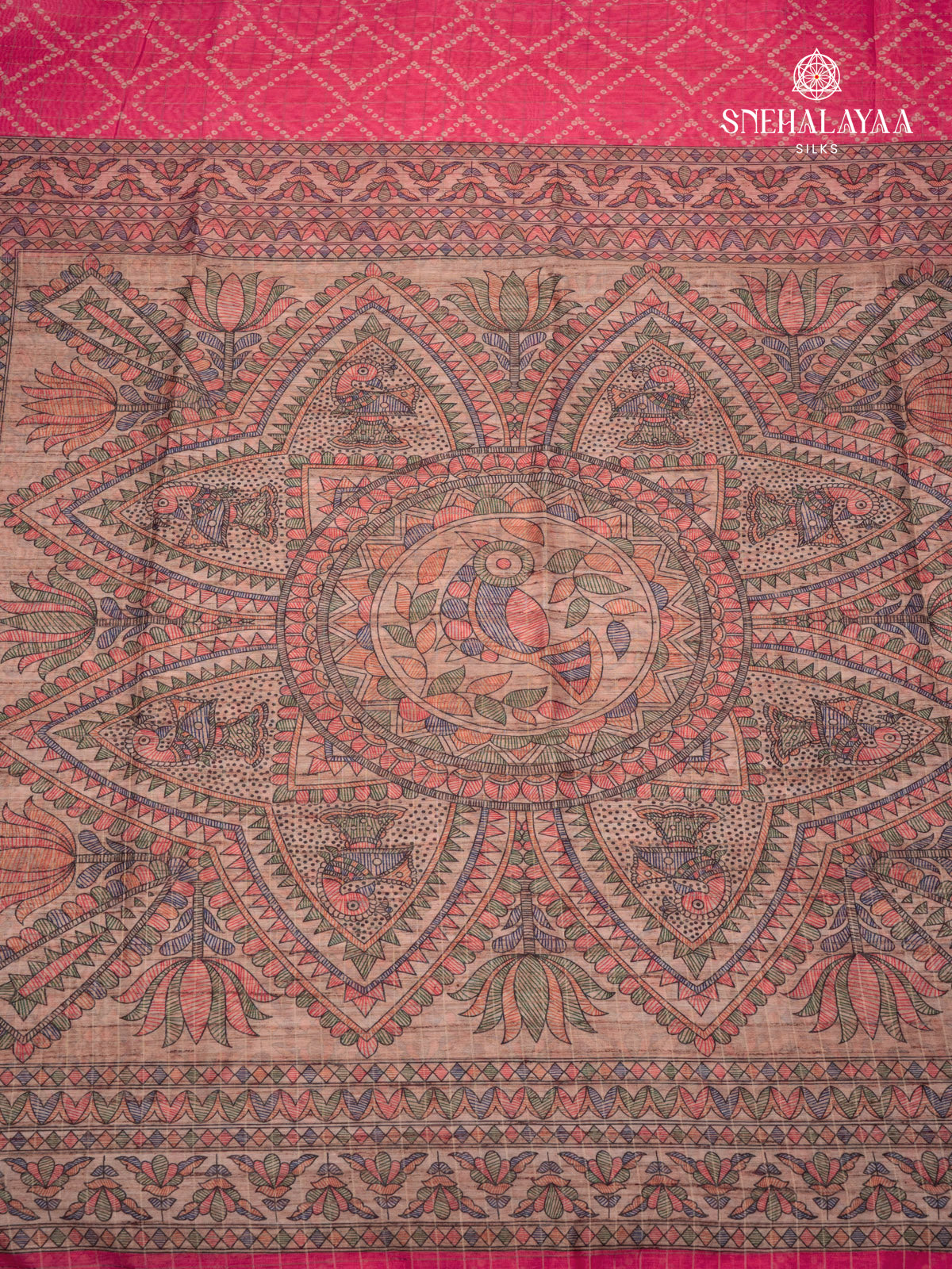 Pink Madhubani Saree