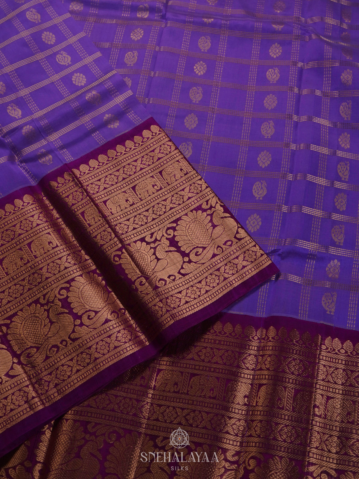 Lavender Kuppadam Silk Cotton Saree with Rich Zari Pallu