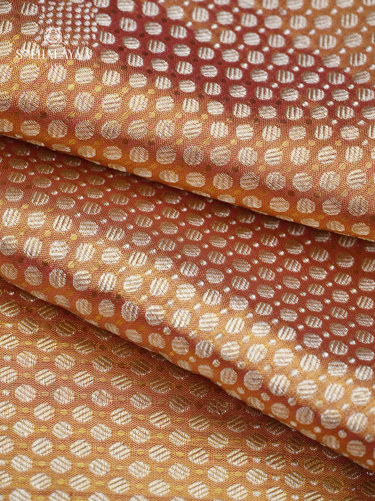 Golden Beige Pure Kanchipuram Silk Saree with Red Zari Border