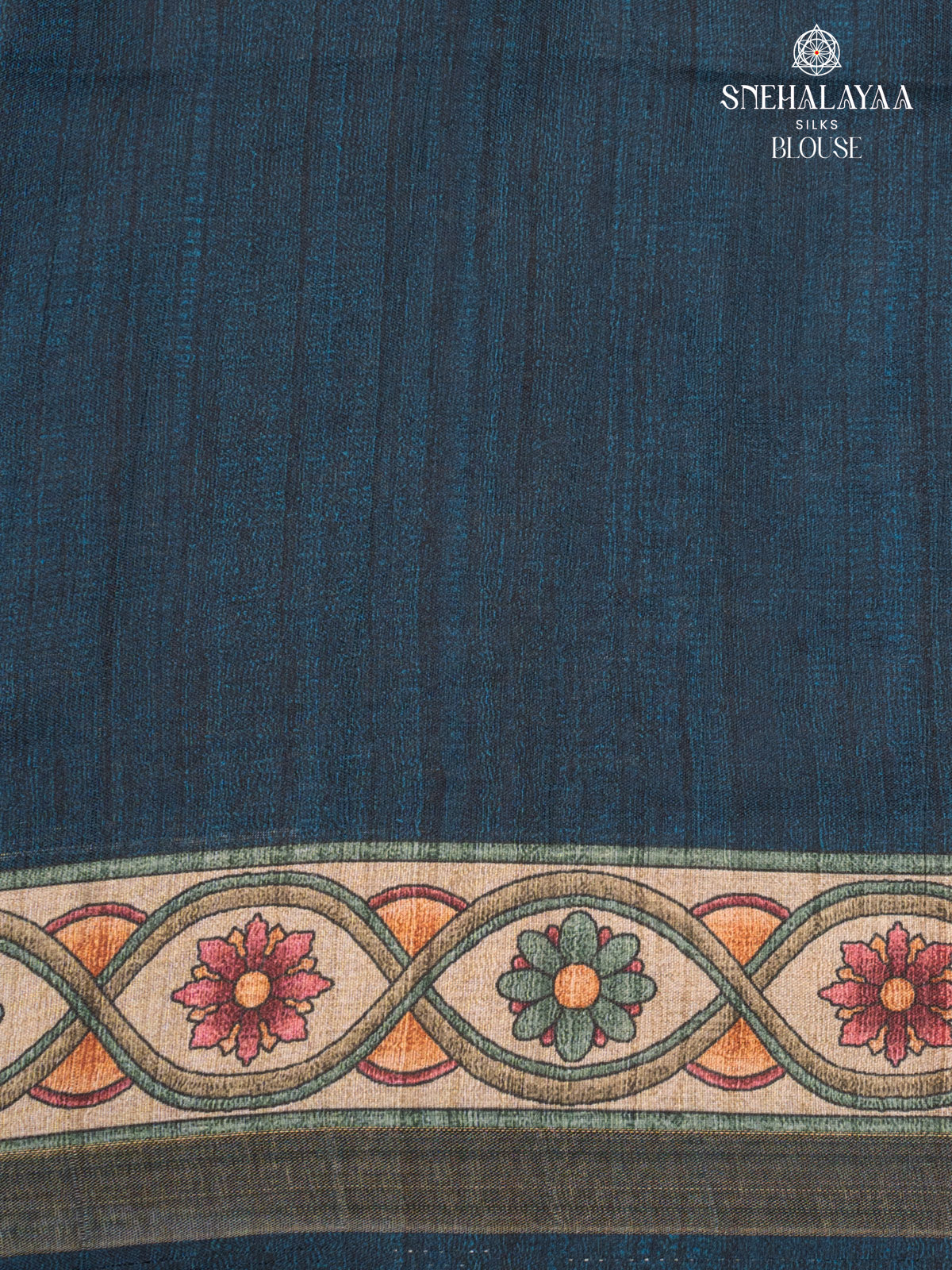 Blue Printed Tussar Saree