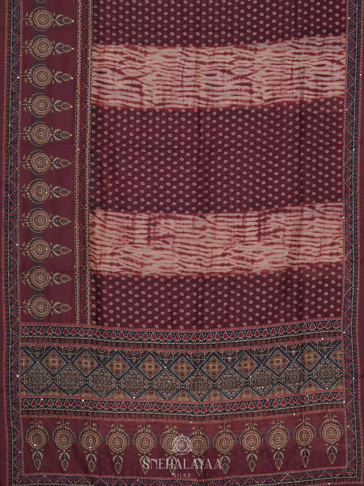 Brown Linen Embroidery Saree