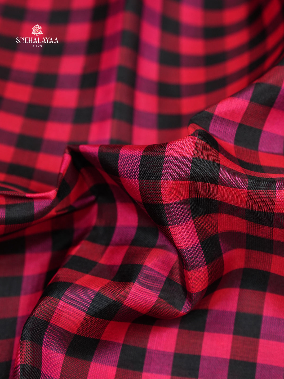 Pink Checks Kanjivaram Silk Saree