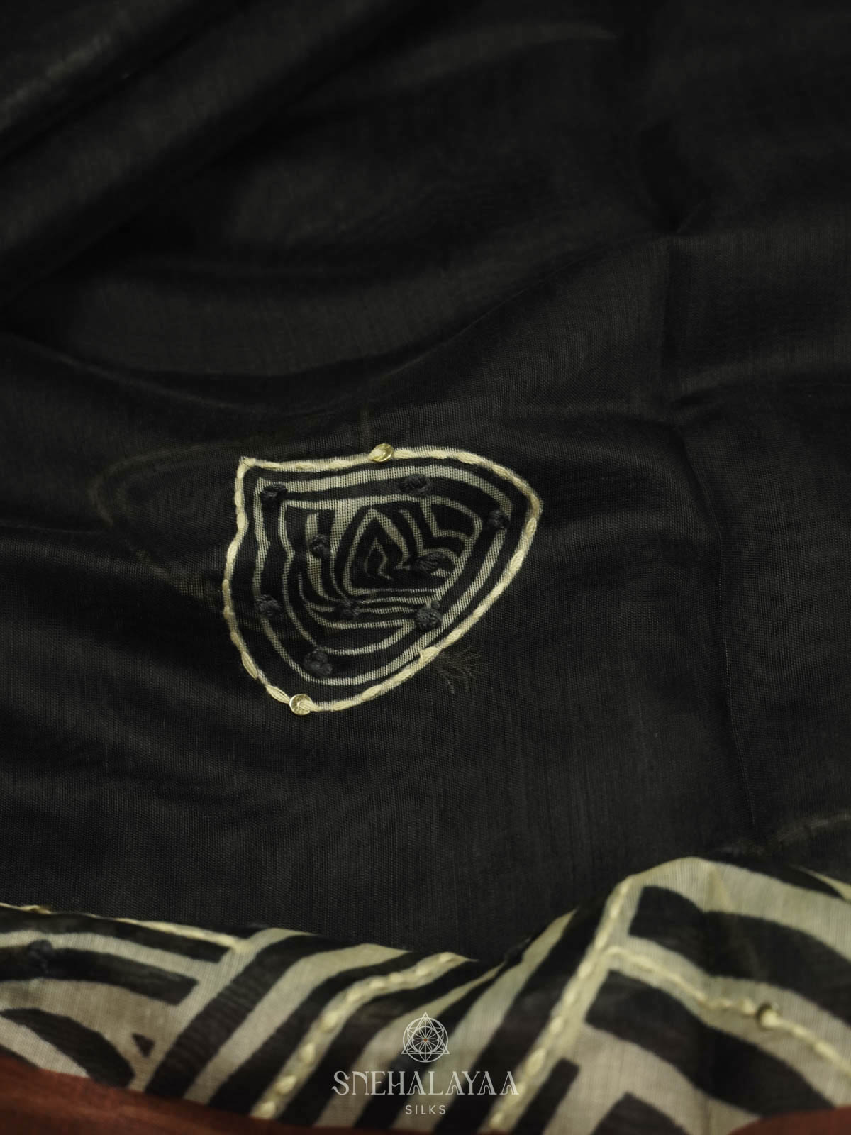 Black Linen Emabroidery Saree