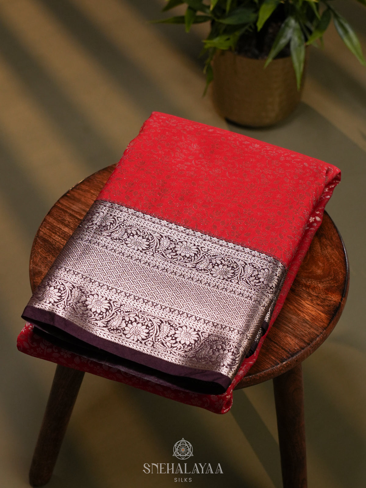 Rust Orange Art Silk Saree