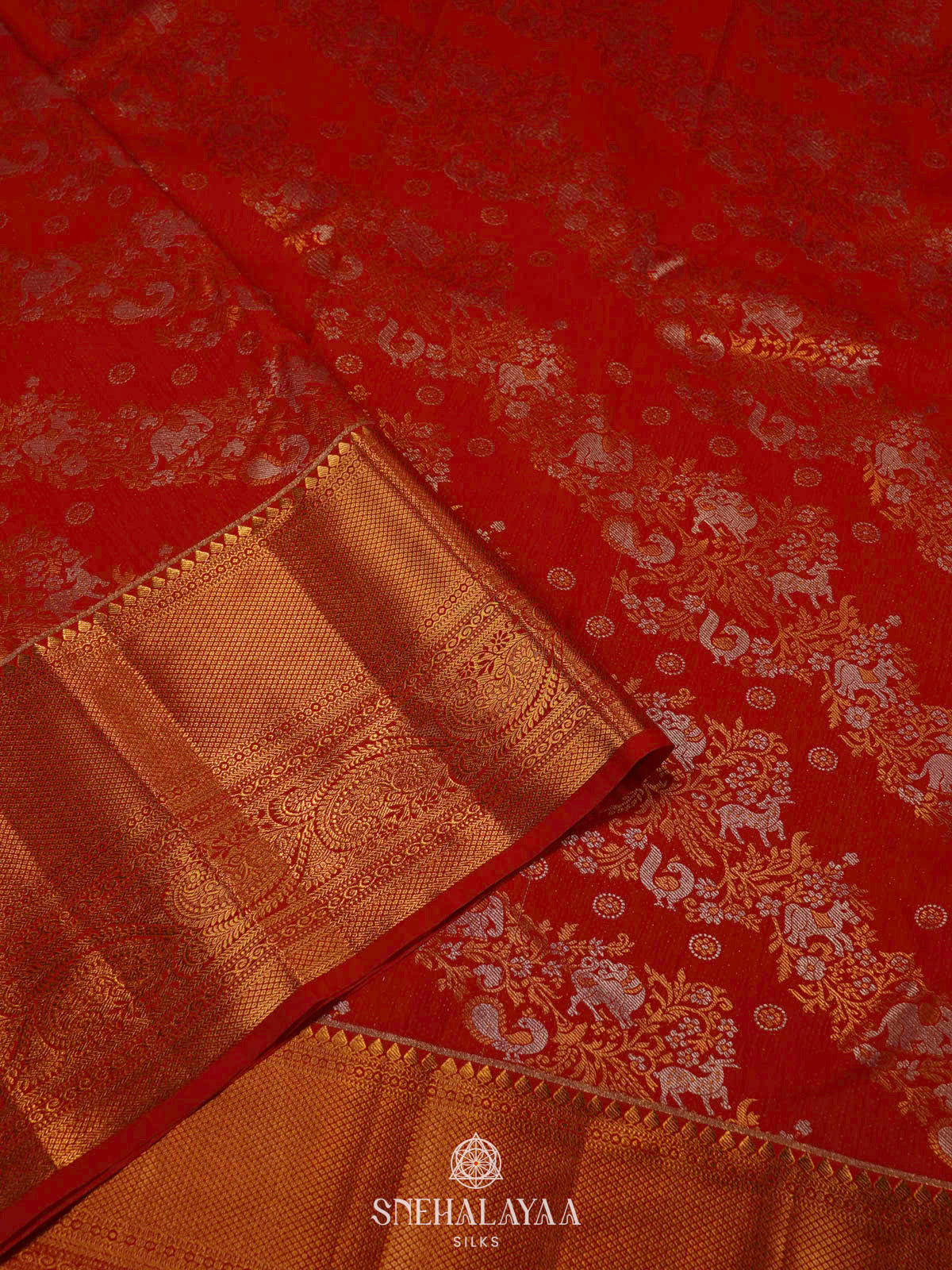 Rust Orange Art Silk Saree