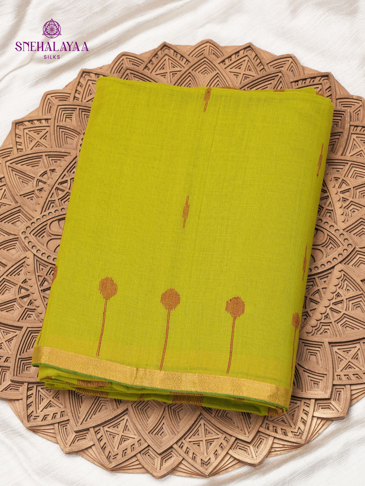 Lime Green Khadi Cotton Saree