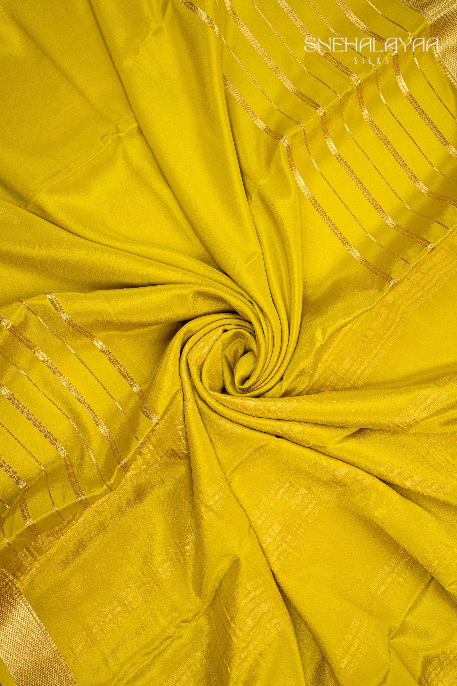 Yellow Mysore Crepe Silk Saree