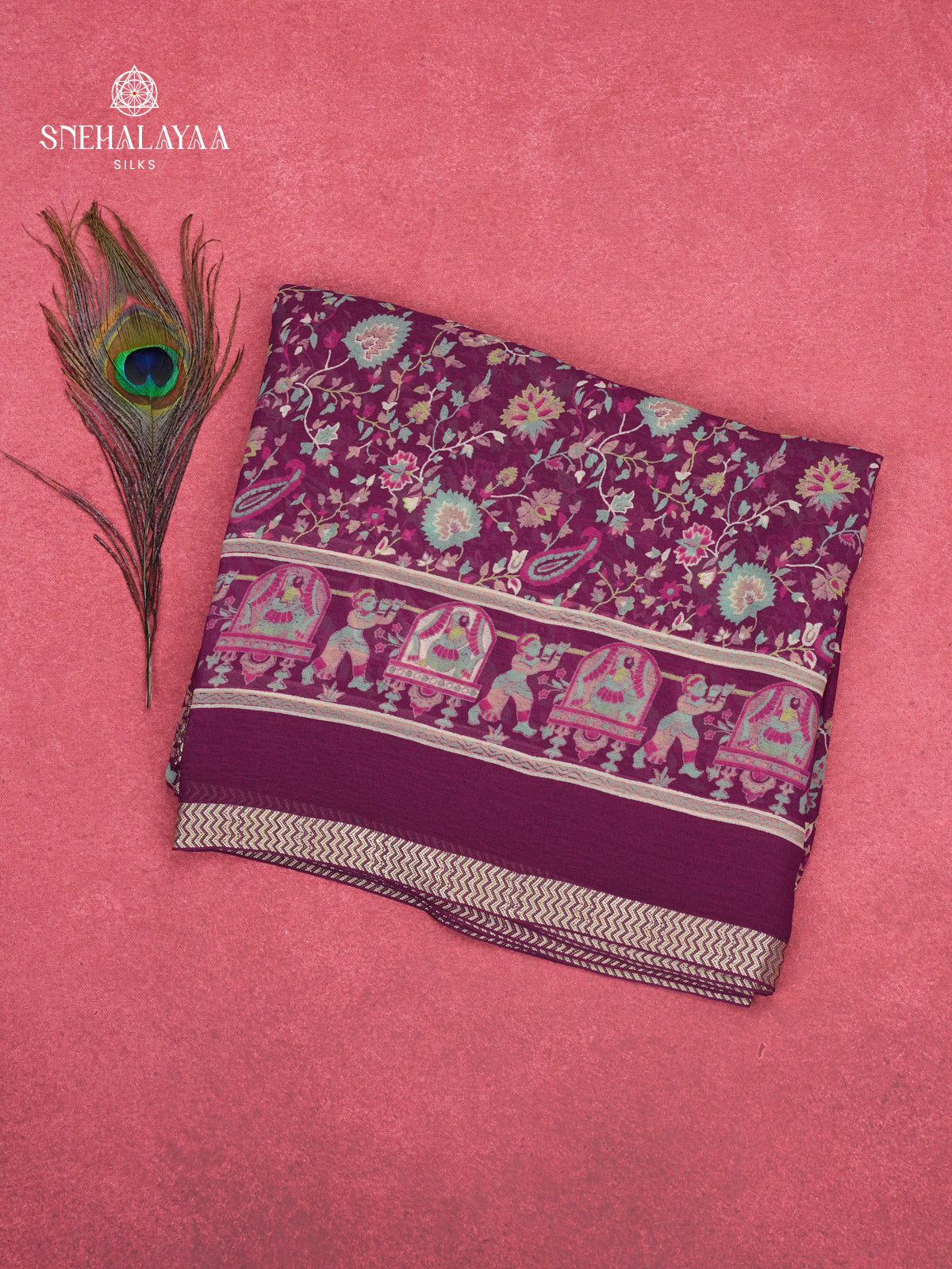 Purple Chiffon Saree