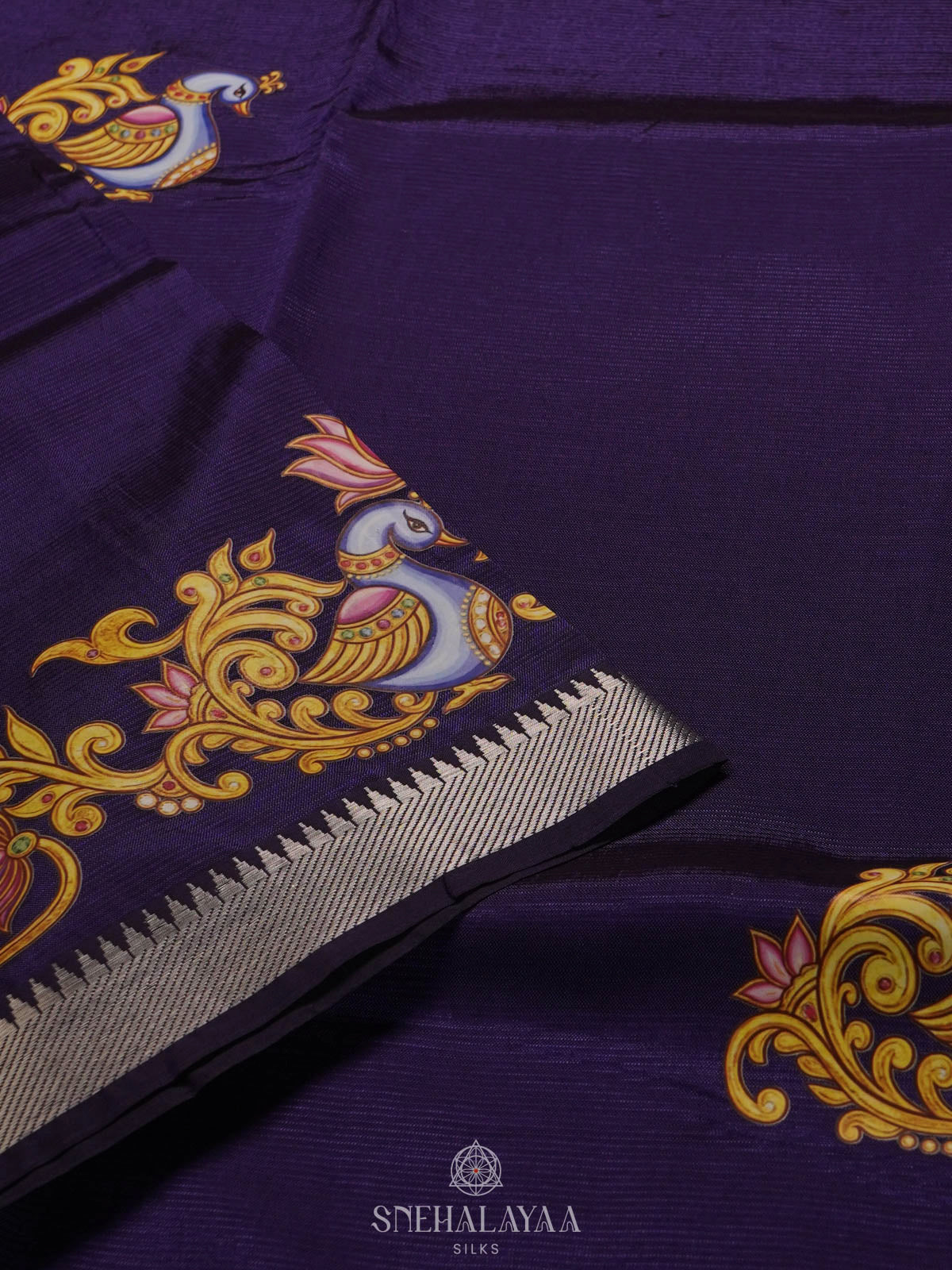 Navy Blue Mngalagiri Silk Cotton Saree