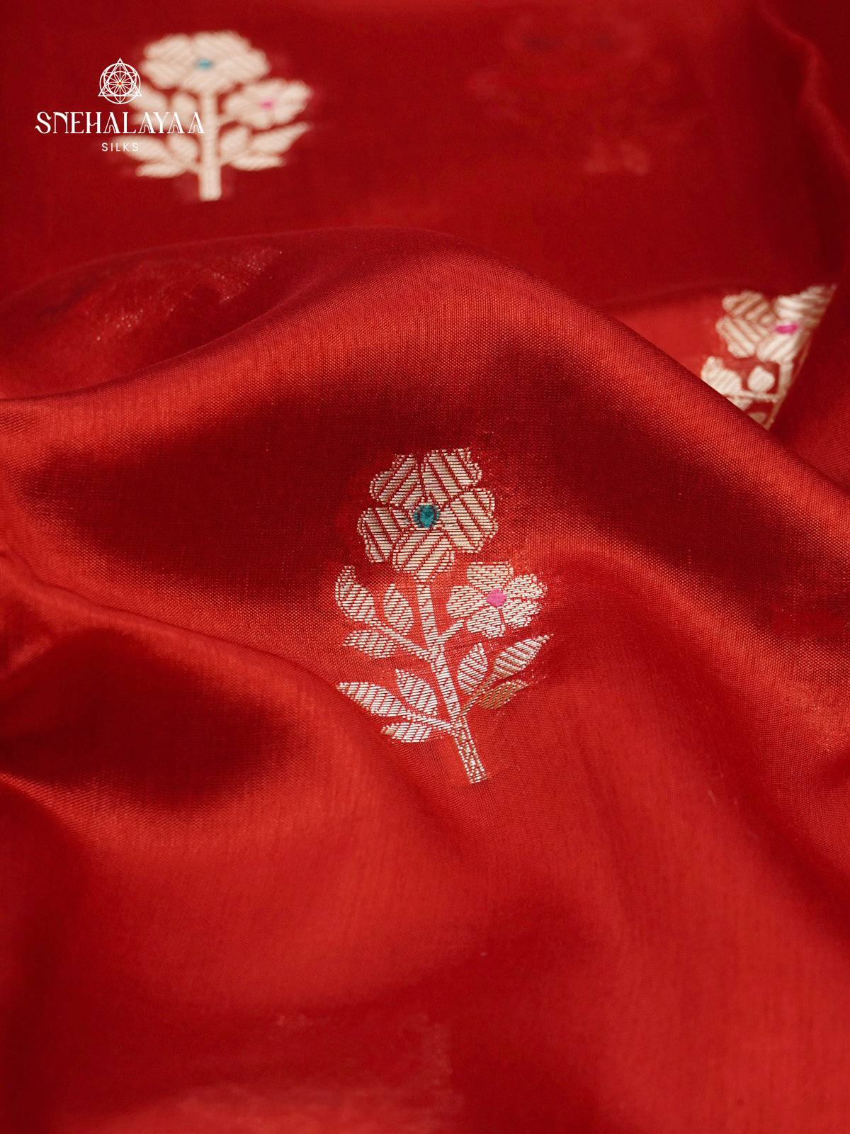 Red Banaras Dupion Silk Saree