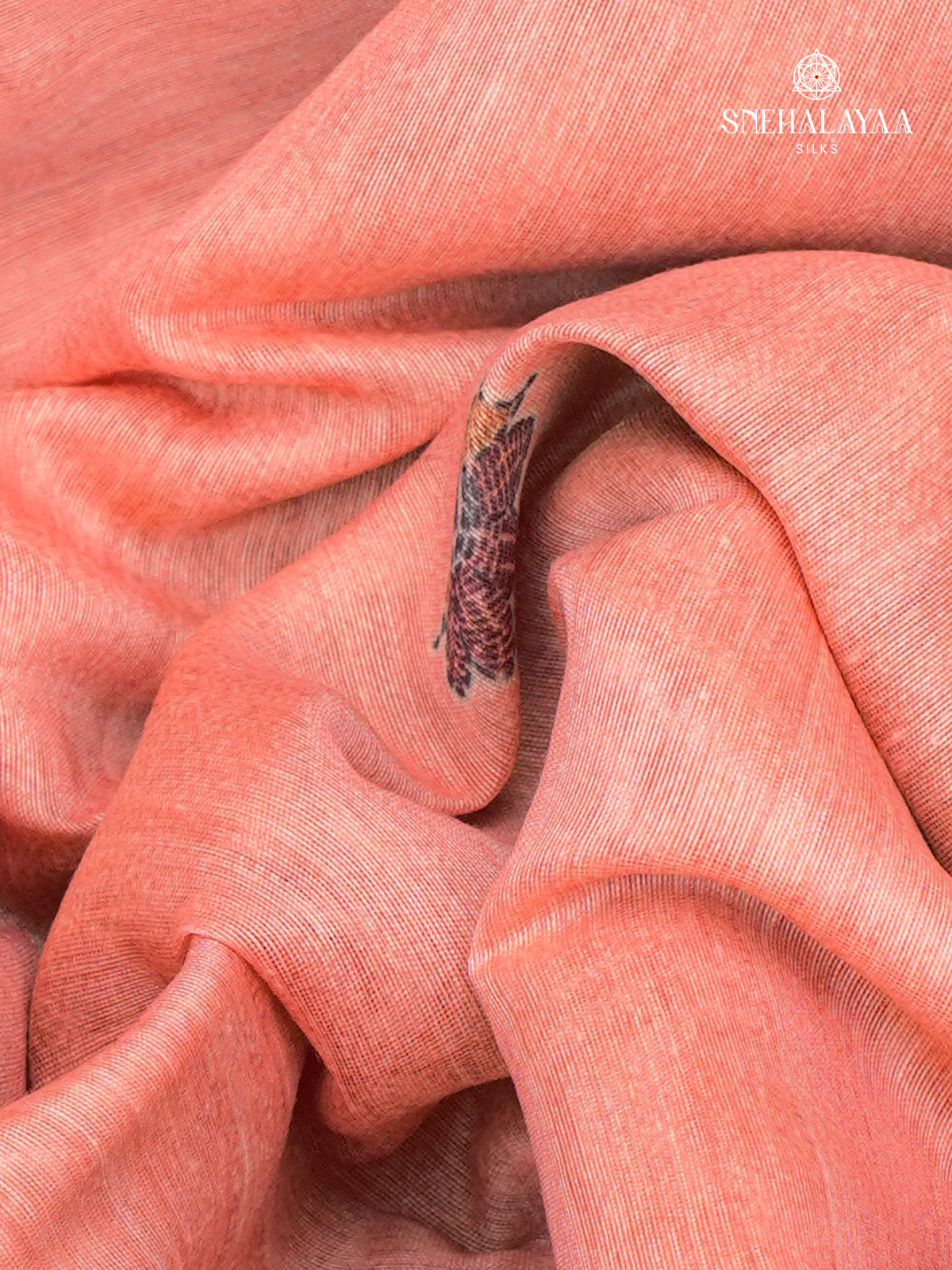 Pastel Pink Linen Embroidery Saree