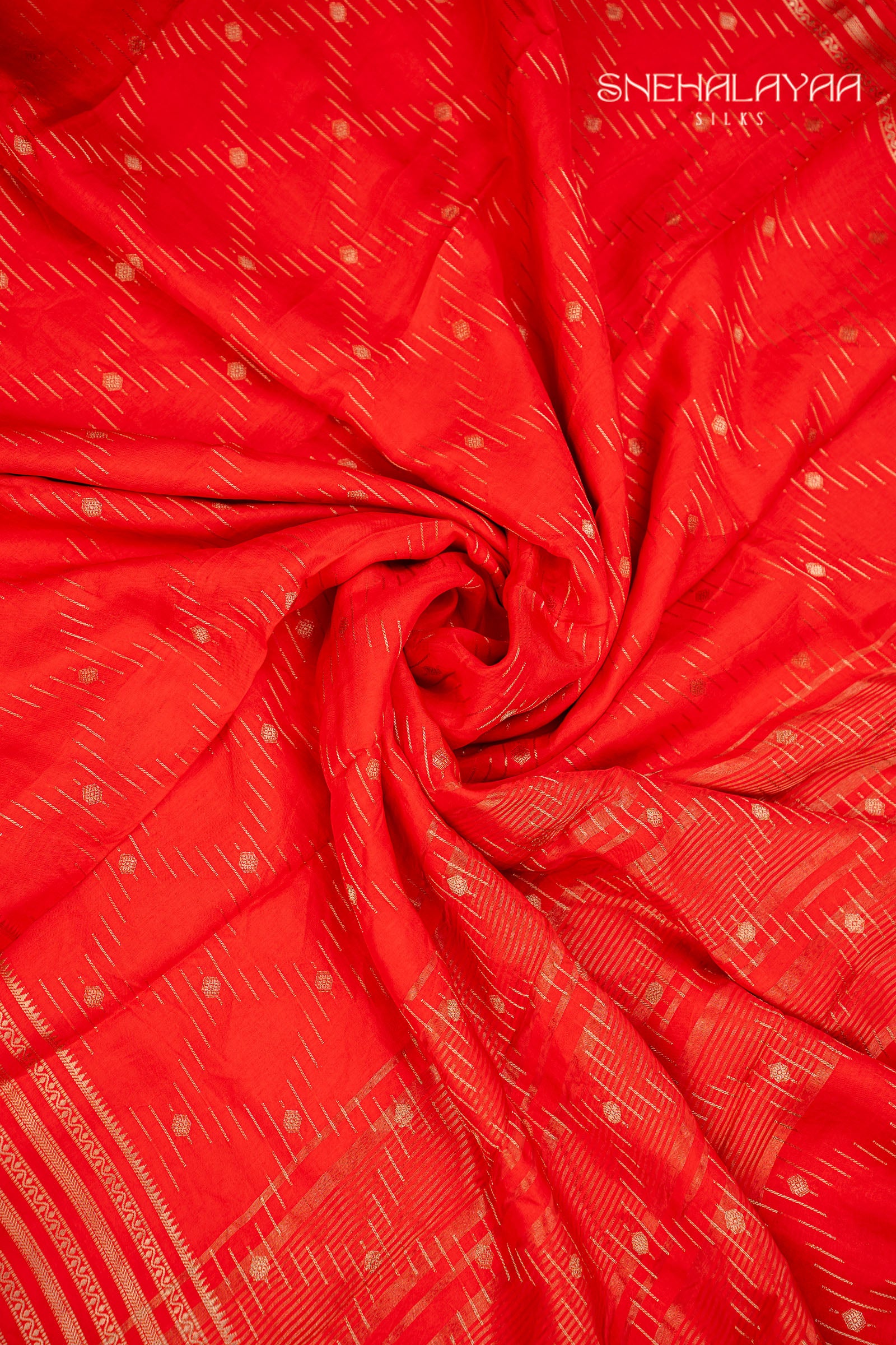 Rose Red Chinon Silk Saree