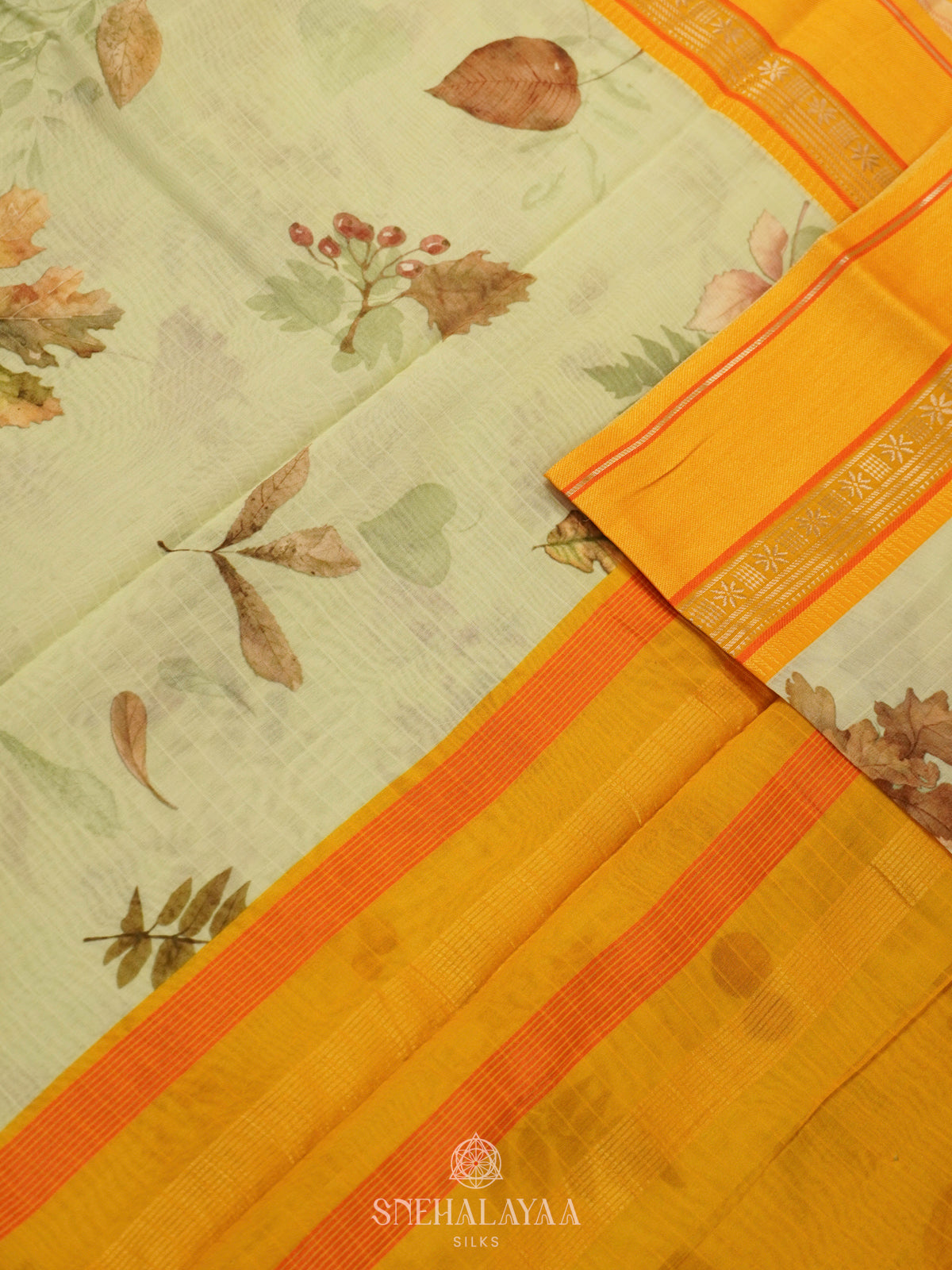 Pale Lime Chanderi Saree