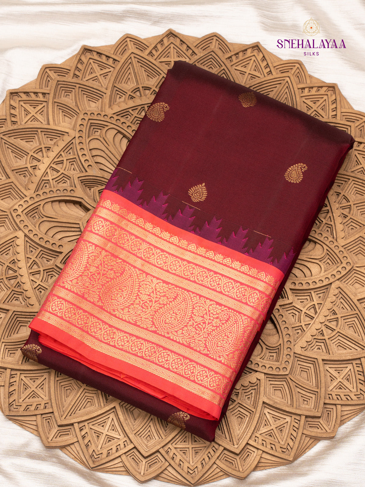 Brown Gadwal Silk Saree