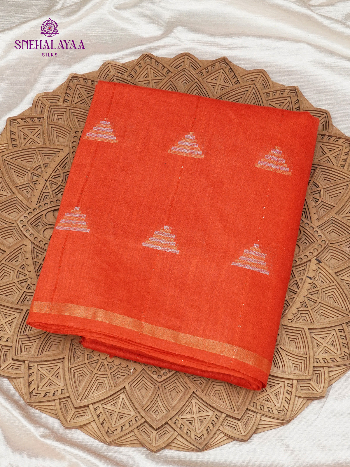 Orange Bamboo Silk Saree