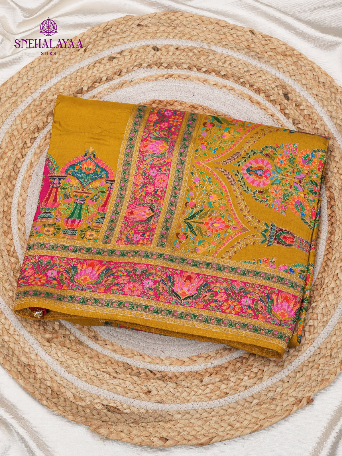 Mustard Yellow Banaras Silk Saree