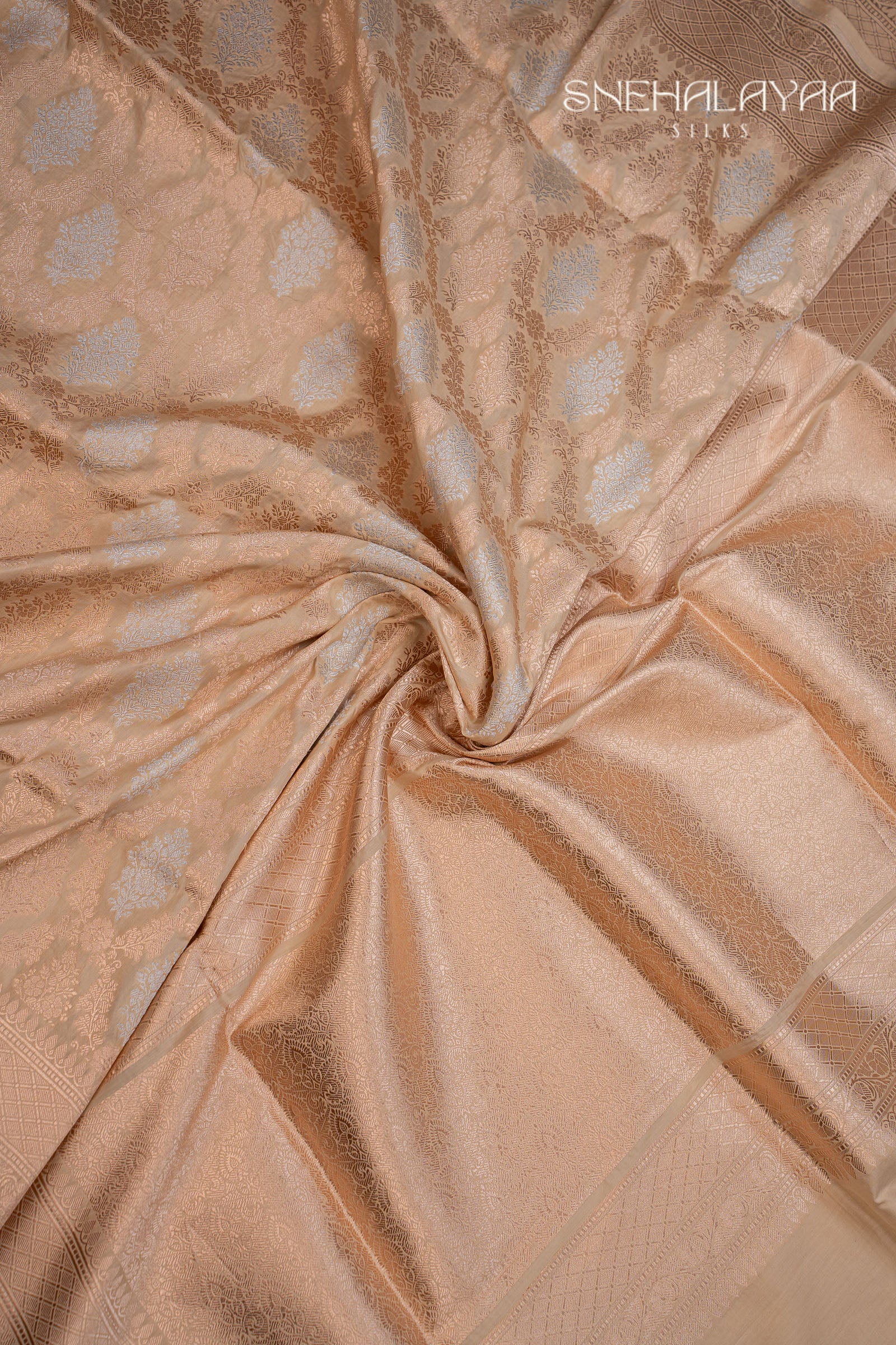 Cantaloupe Orange Banaras Silk Saree