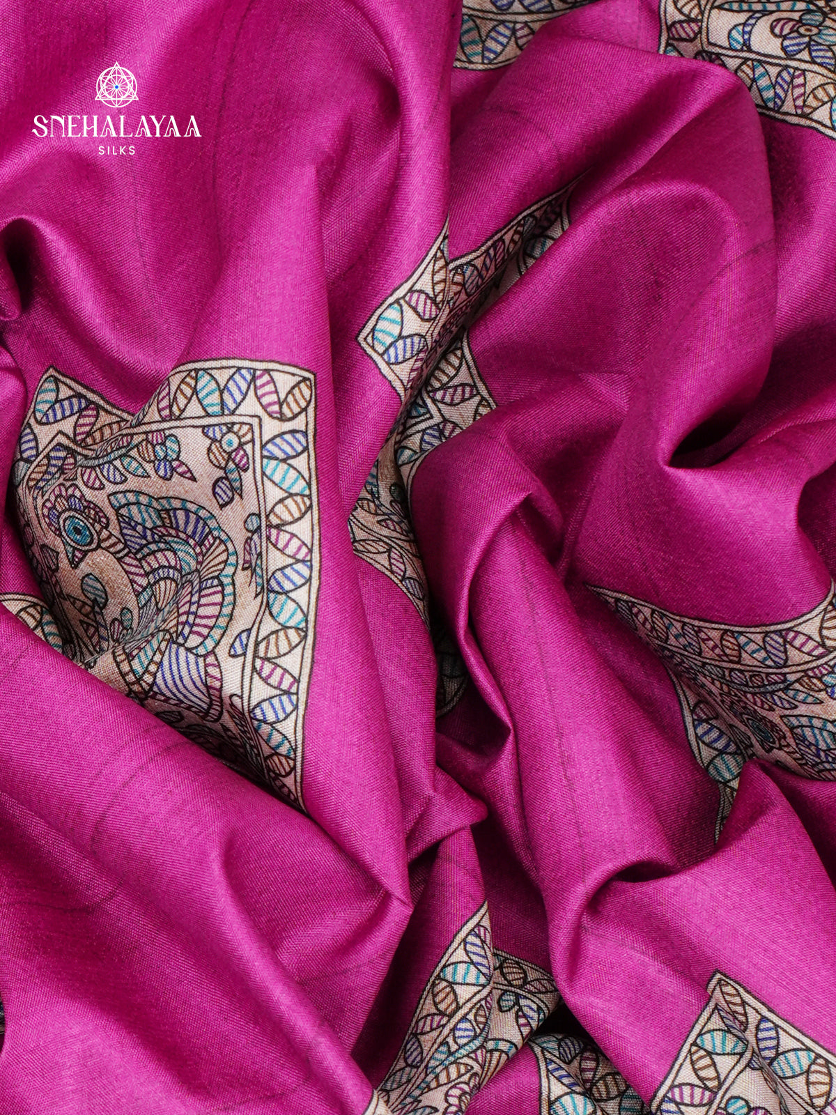 Pink Madhubani Printed Saree