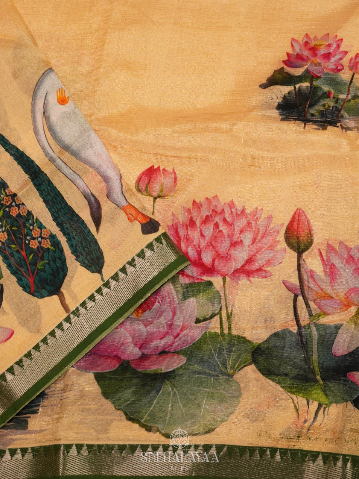 Sandal Mangalagiri Silk Cotton Saree with Printed Border