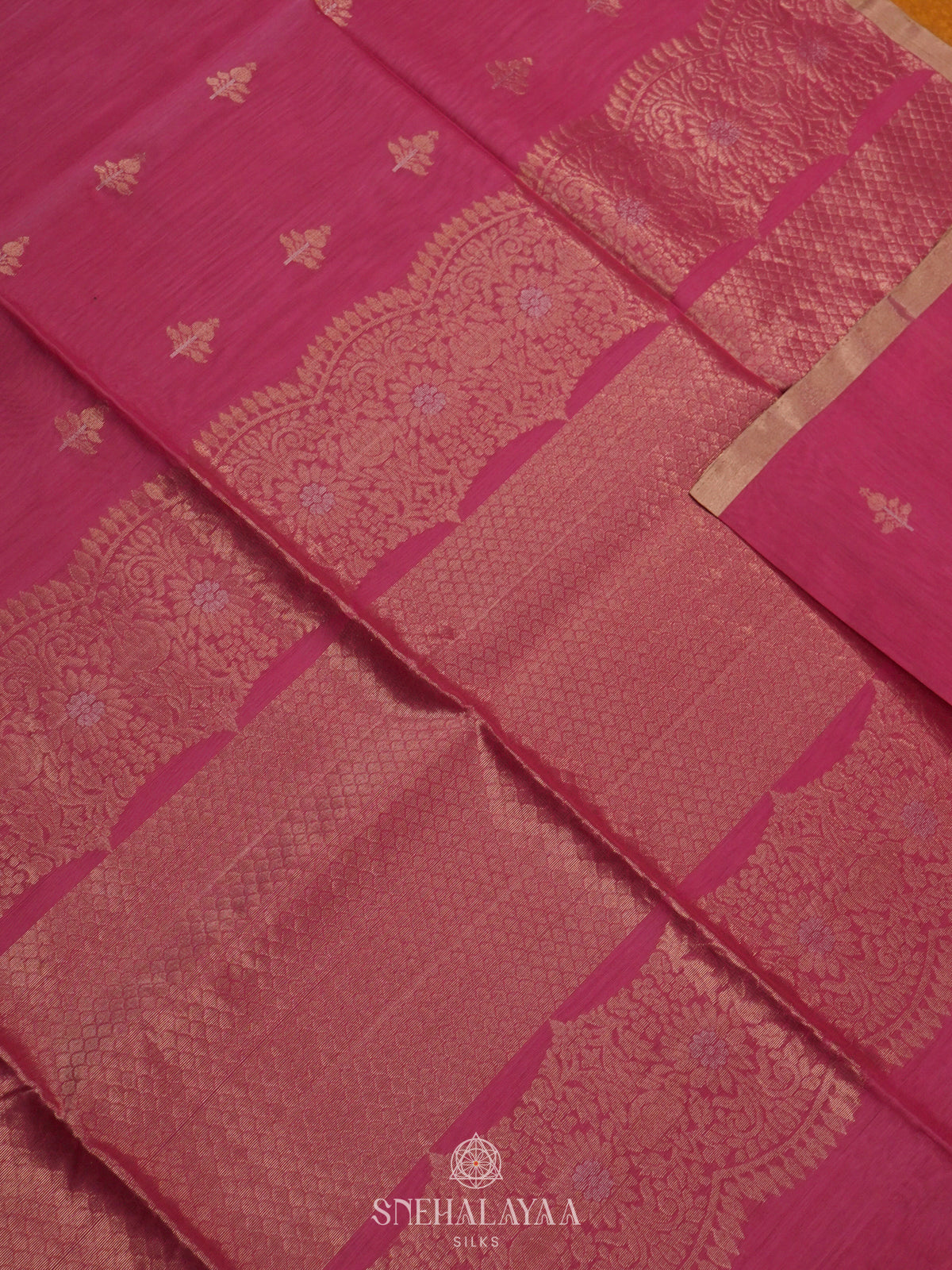 Pink Kora Silk Cotton Saree