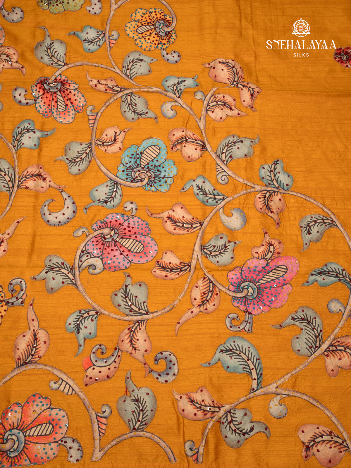 Orange Raw Silk Embroidery Saree