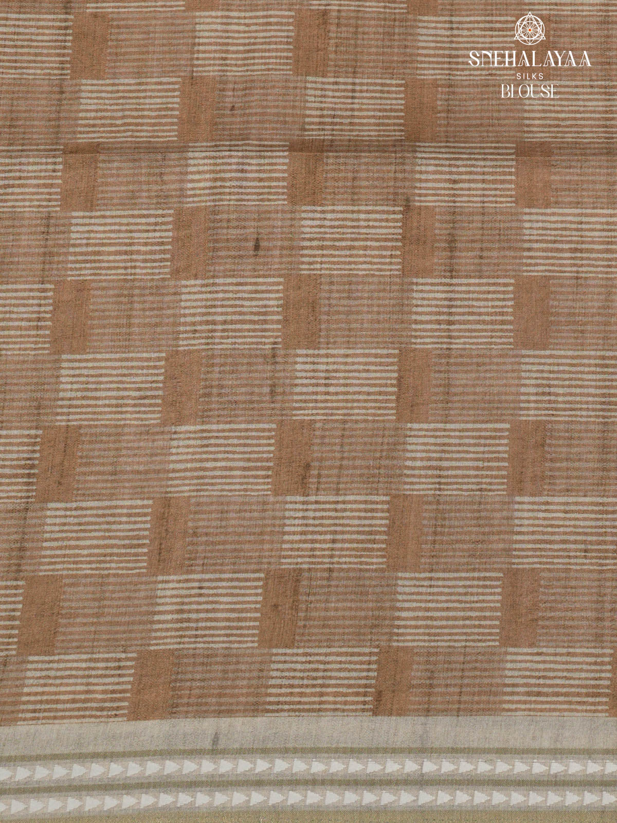 Beige Printed Tussar Saree