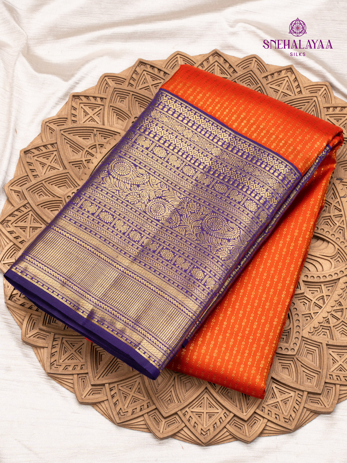 Rust Orange Kanjivaram Silk Saree