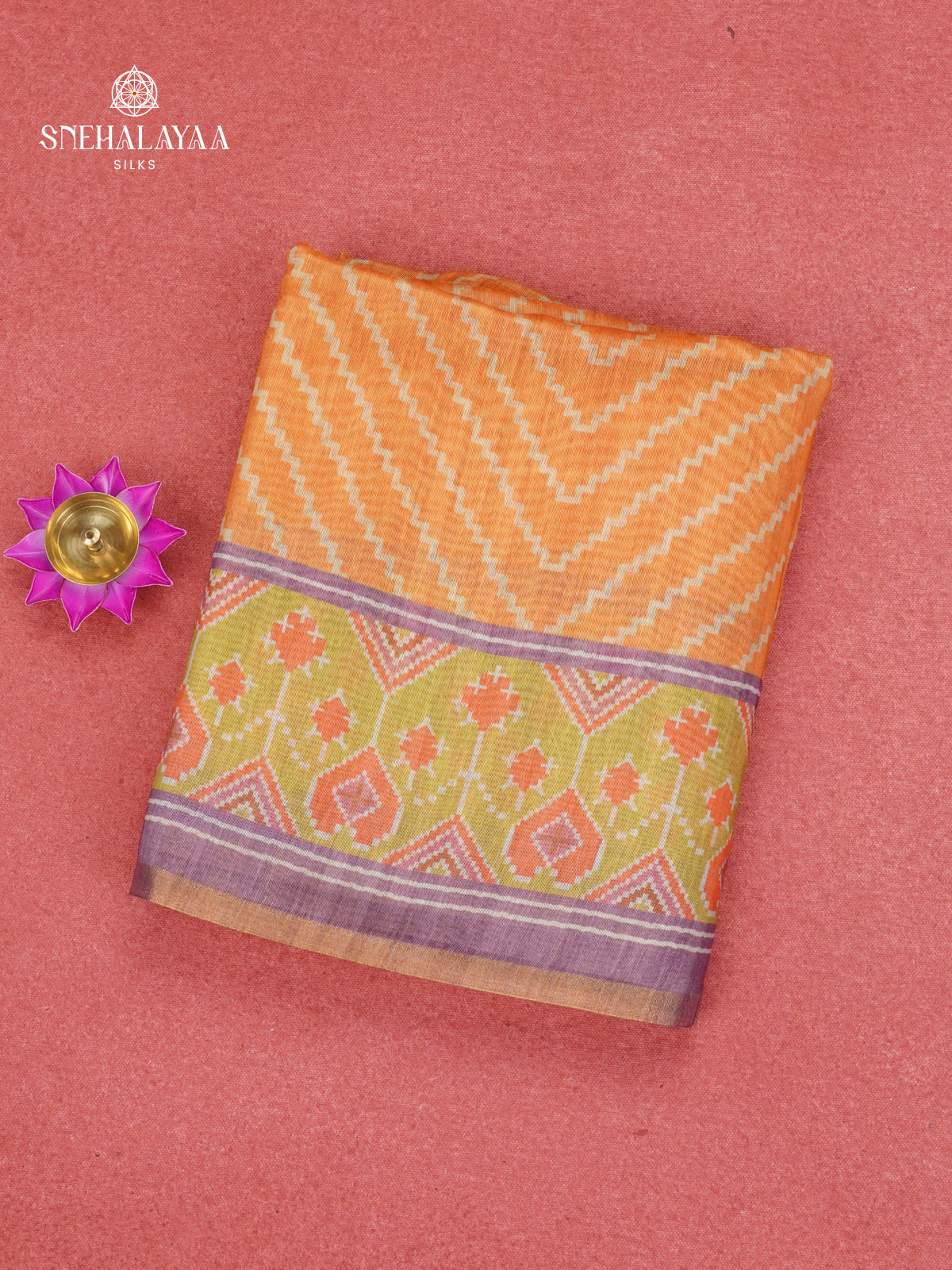 Rust Orange Jute Saree