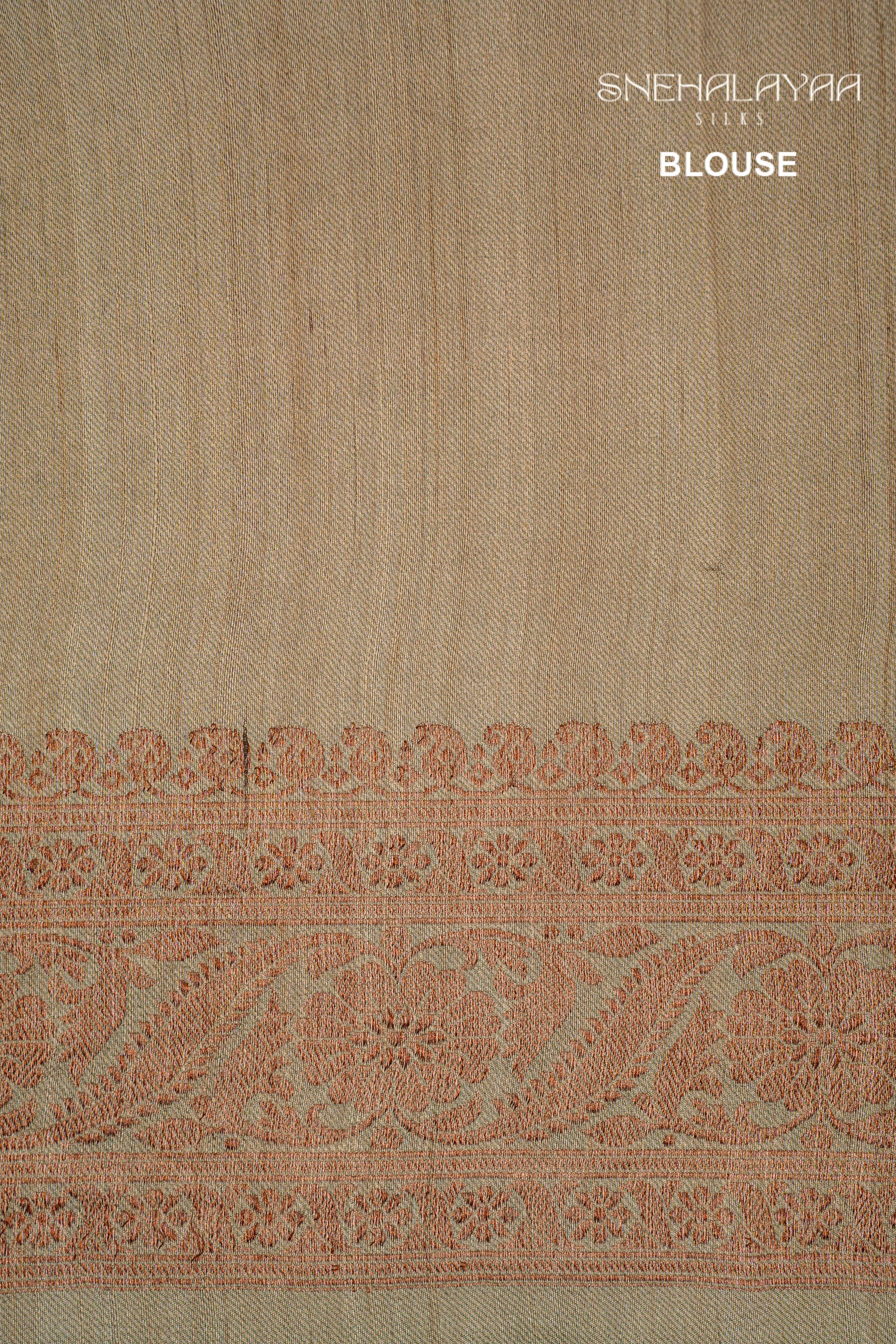 Olive Green Printed Jute Tussar Saree