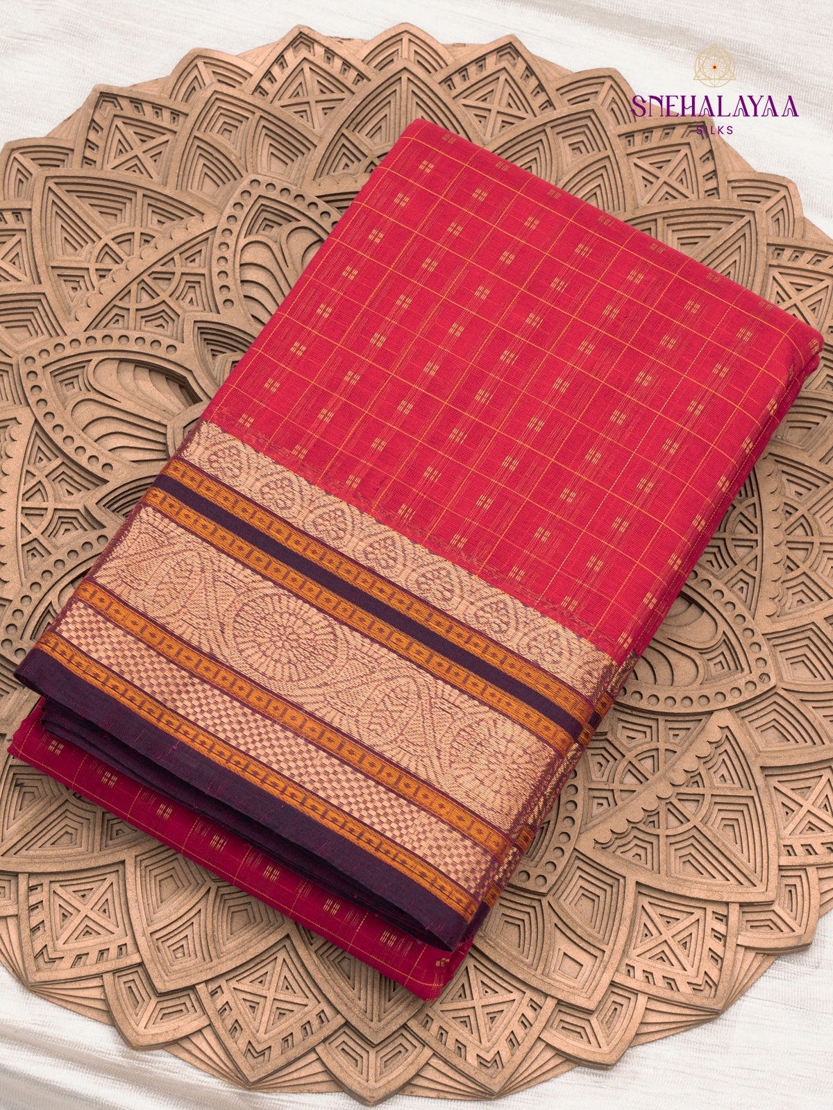 Red Kanchi Cotton Saree