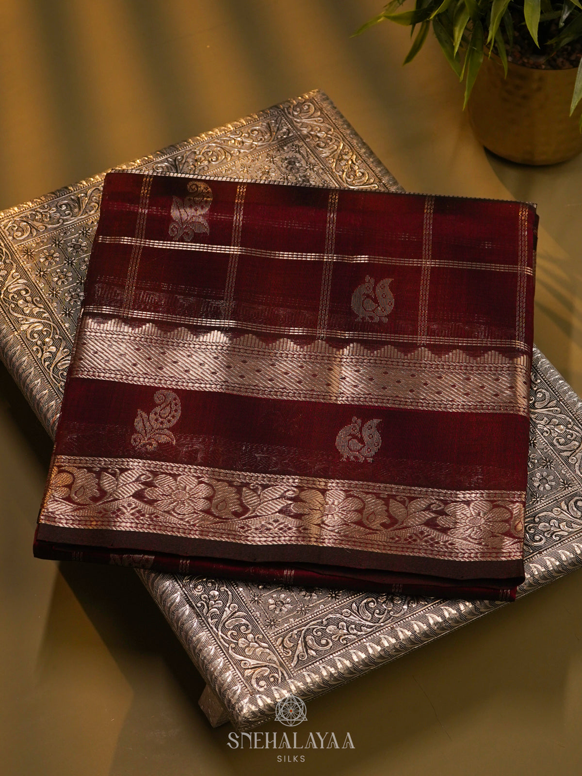 Burgundy Magalagiri Kuppadam Silk Saree