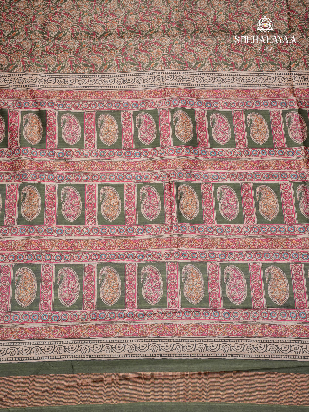 Olive Green Tussar Saree