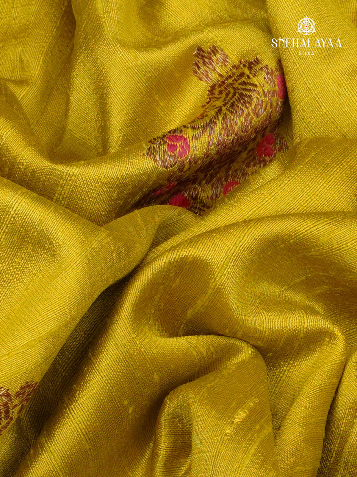 Lemon Yellow Banaras Raw Silk Saree