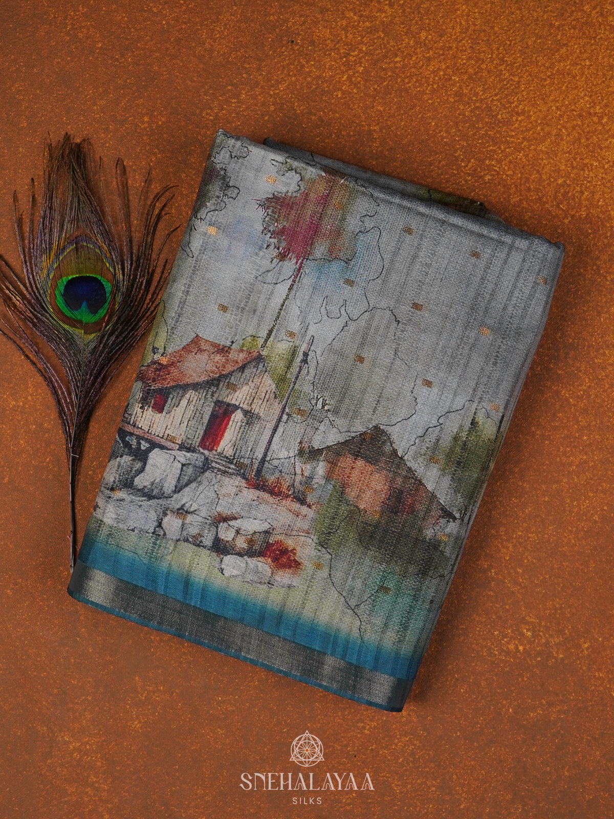 Teal Green Tussar Saree