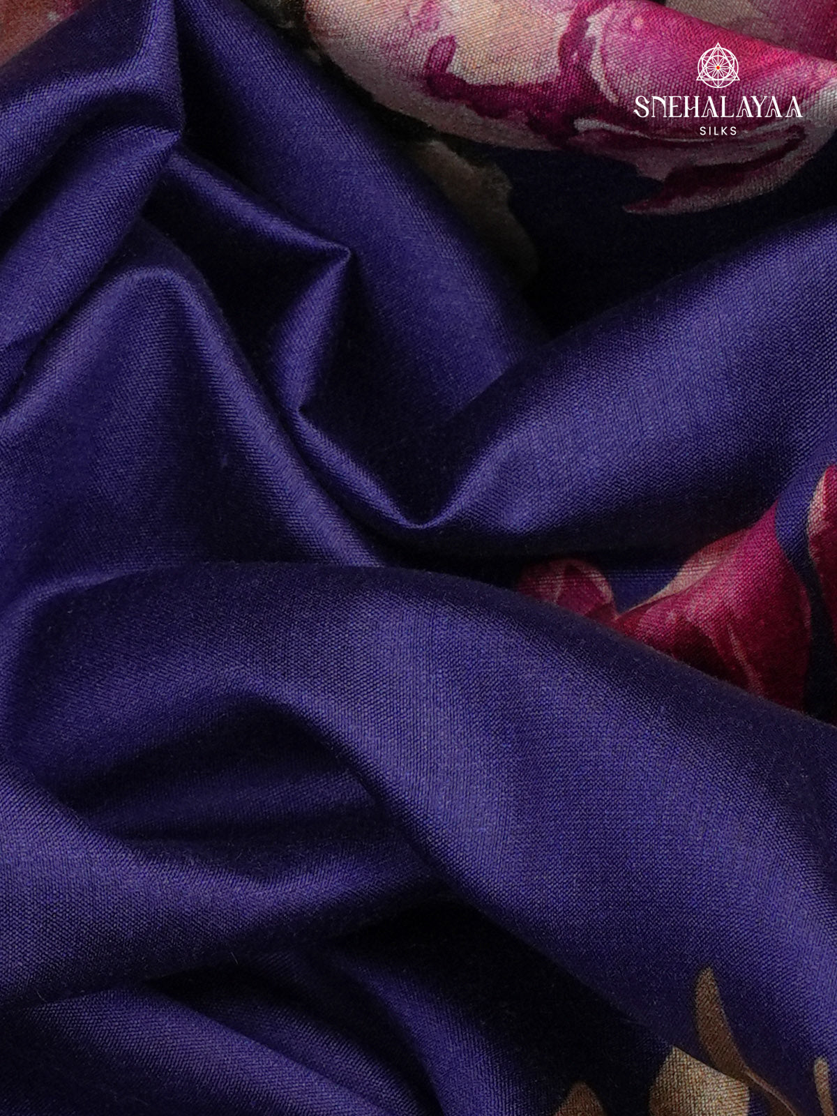 Navy Blue Chiniya Silk Saree