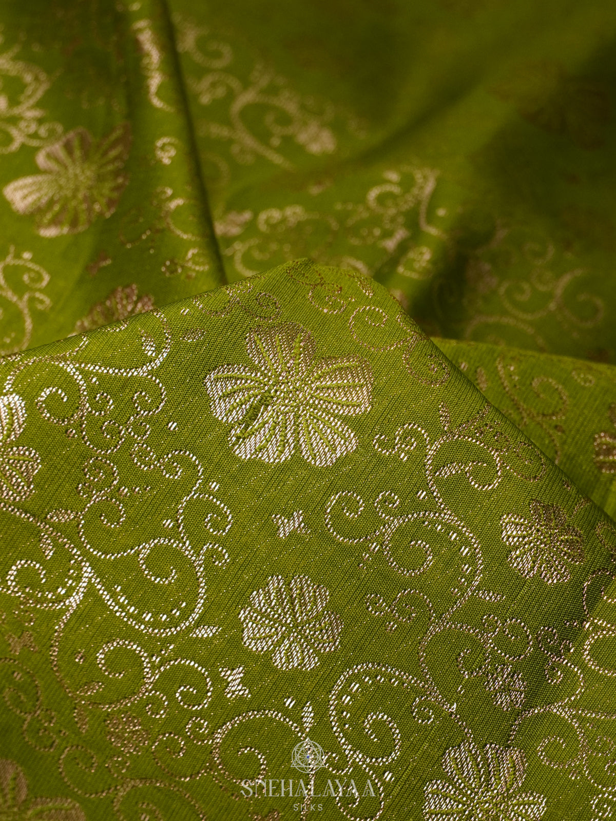 Lime Green Art Silk Saree