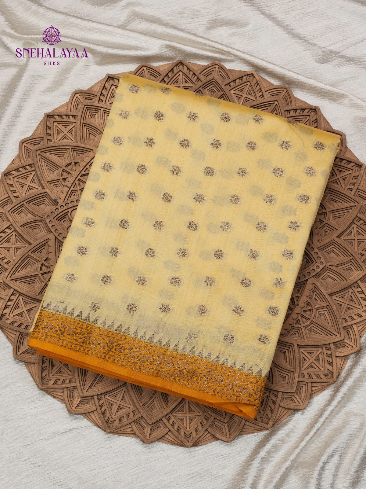 Lemon Yellow Chiniya Silk Saree