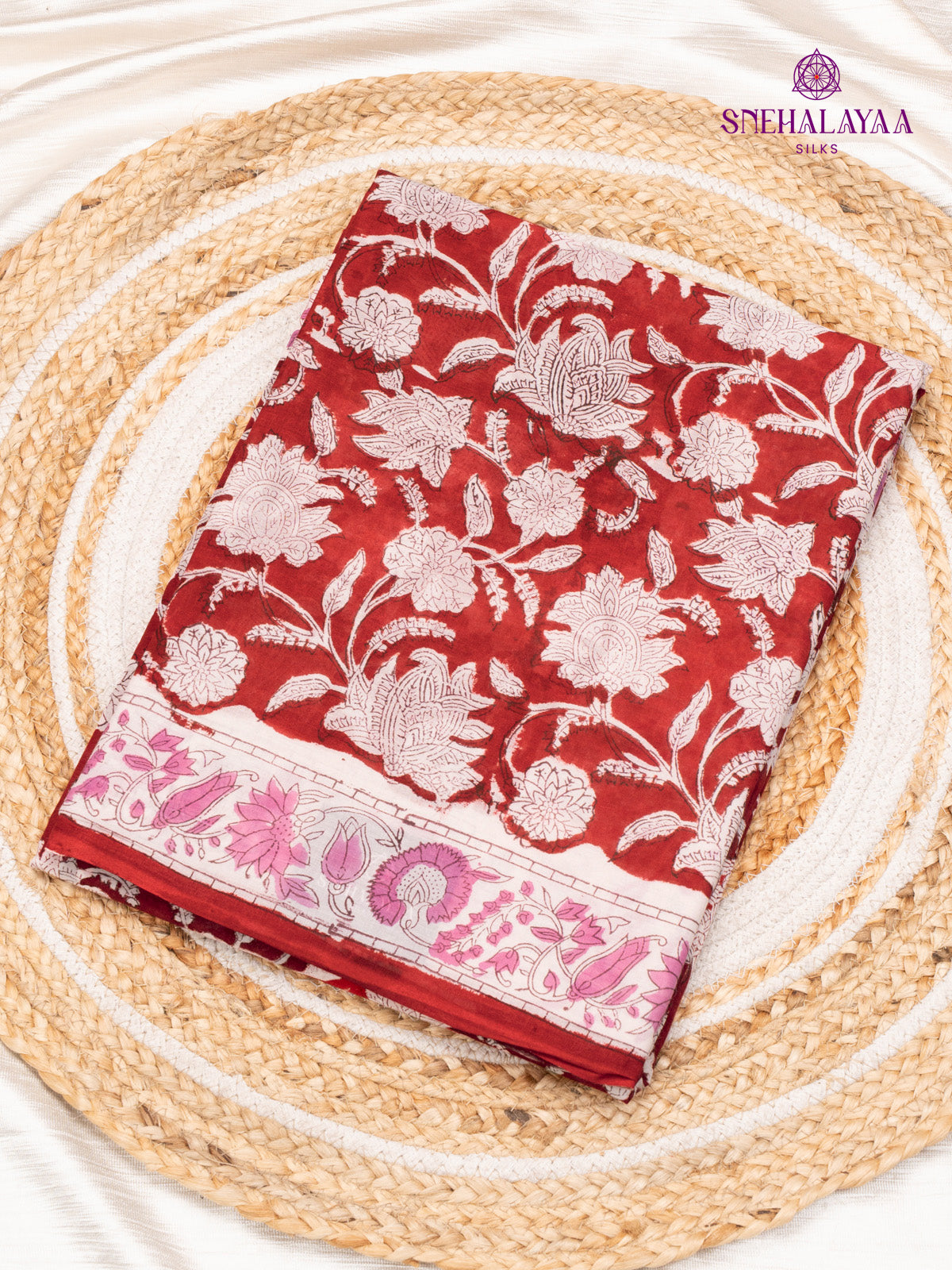 Red Jaipur Cotton Saree