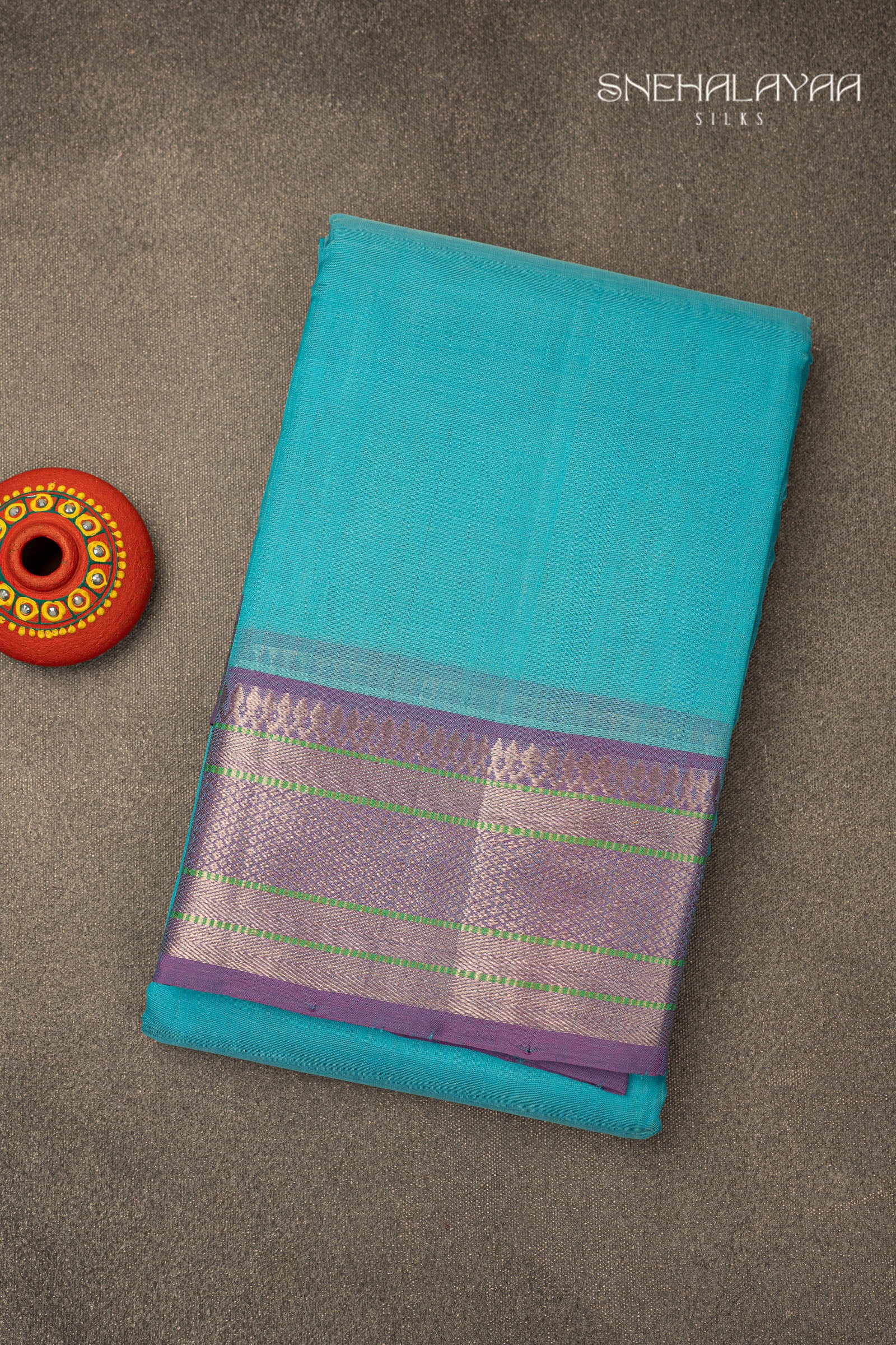 Sky Blue Mangalgiri Silk Saree