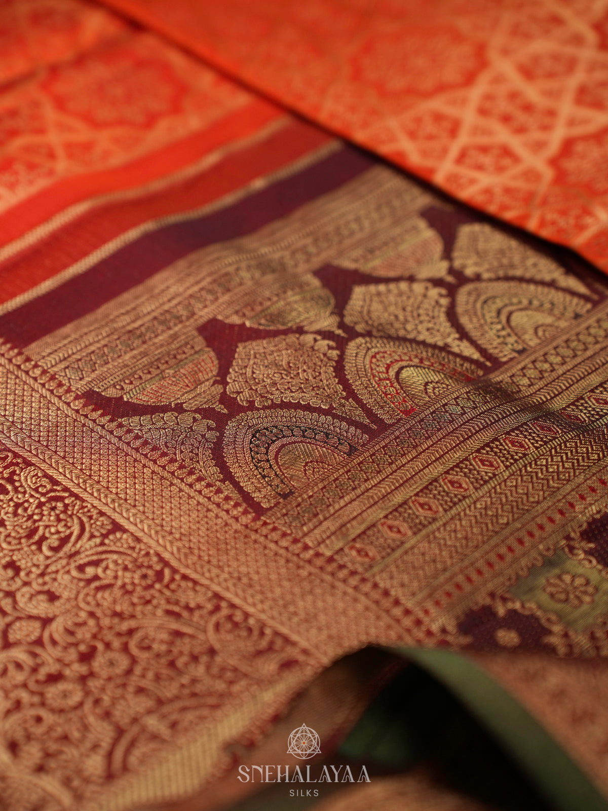 Rust Orange Kanjivaram Silk Saree