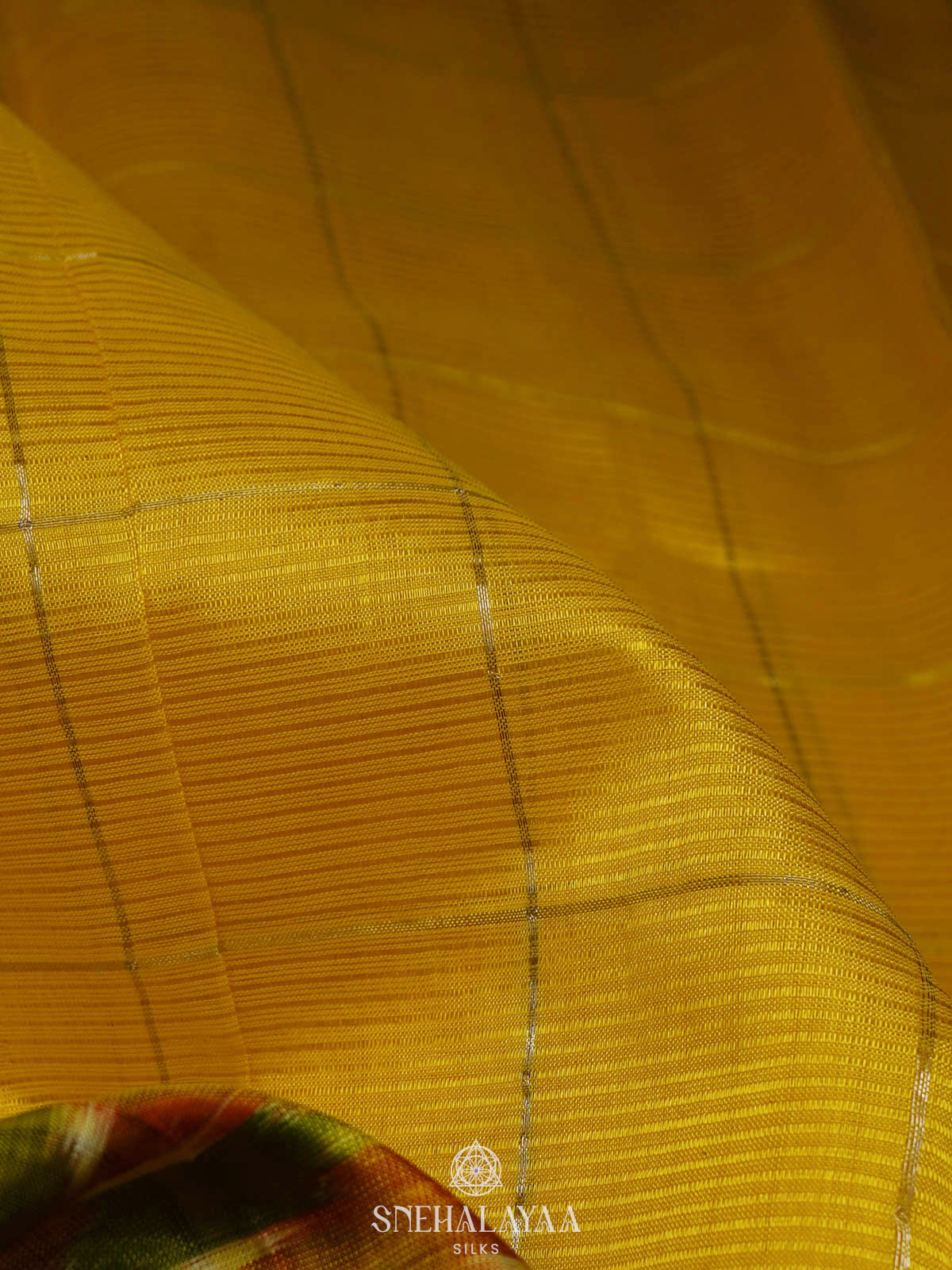 Yellow Mangalagiri Silk Cotton Saree with Ikat Border