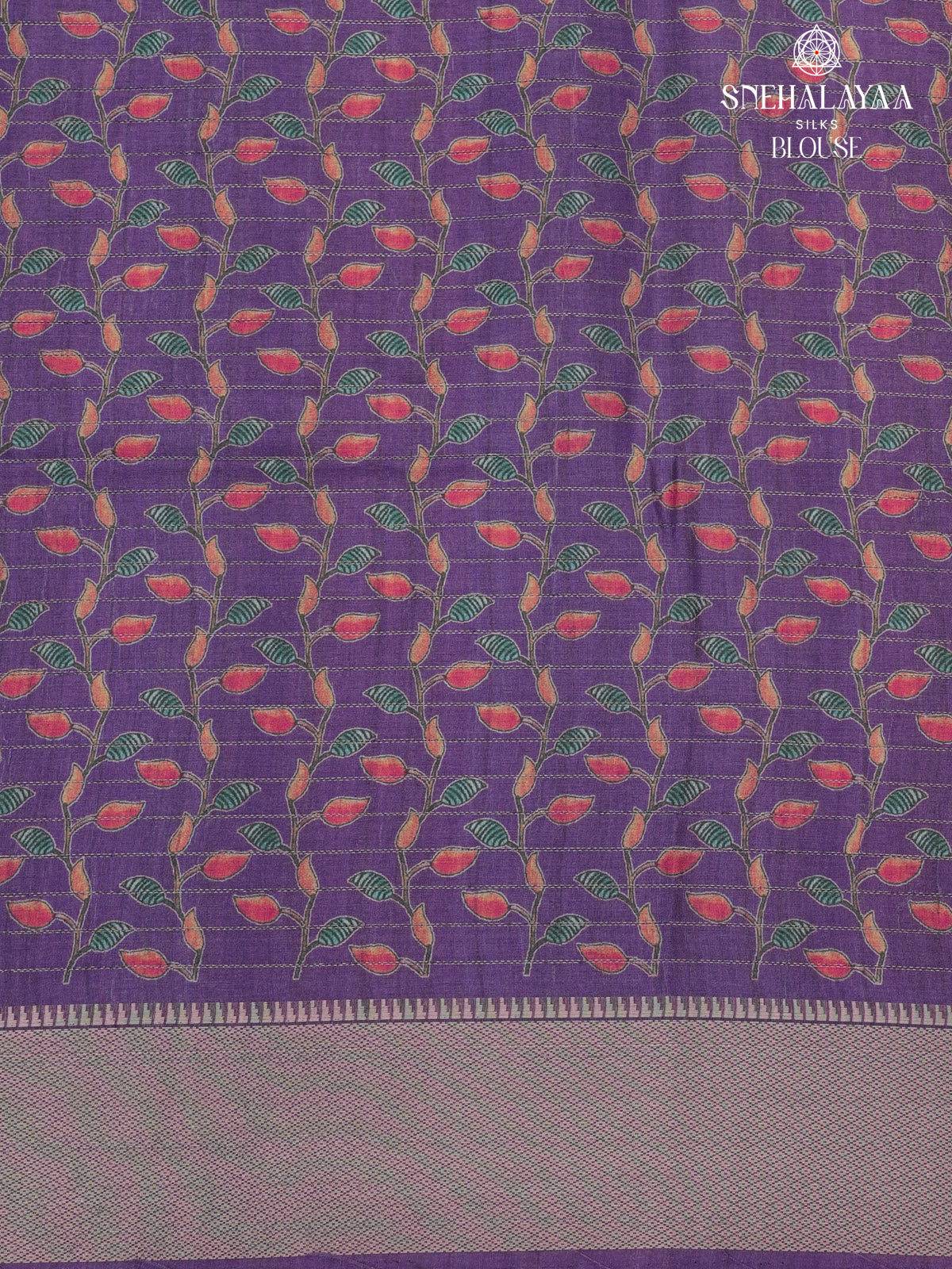 Grey Floral Printed Tussar Saree