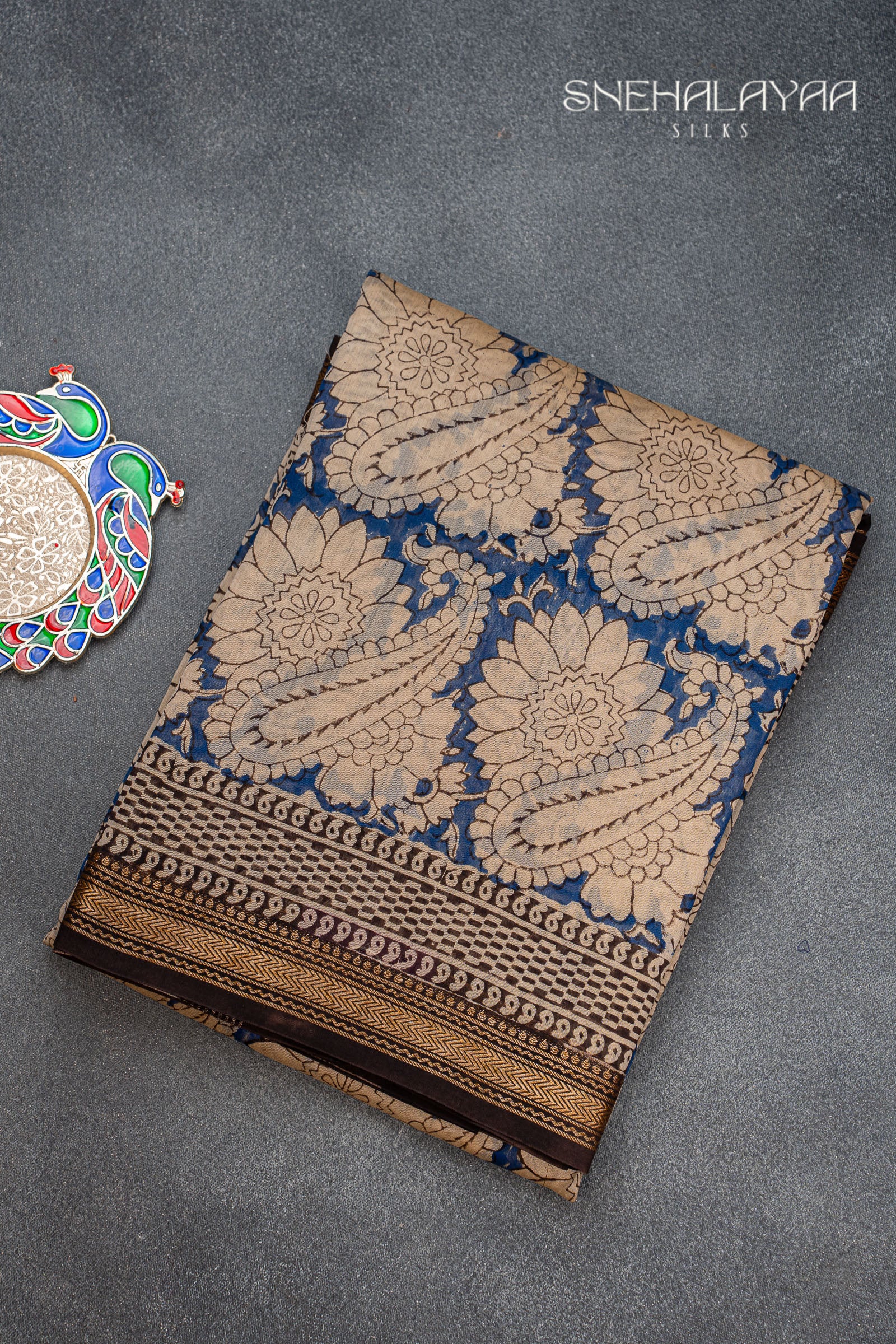 Aegean Blue Chanderi Saree