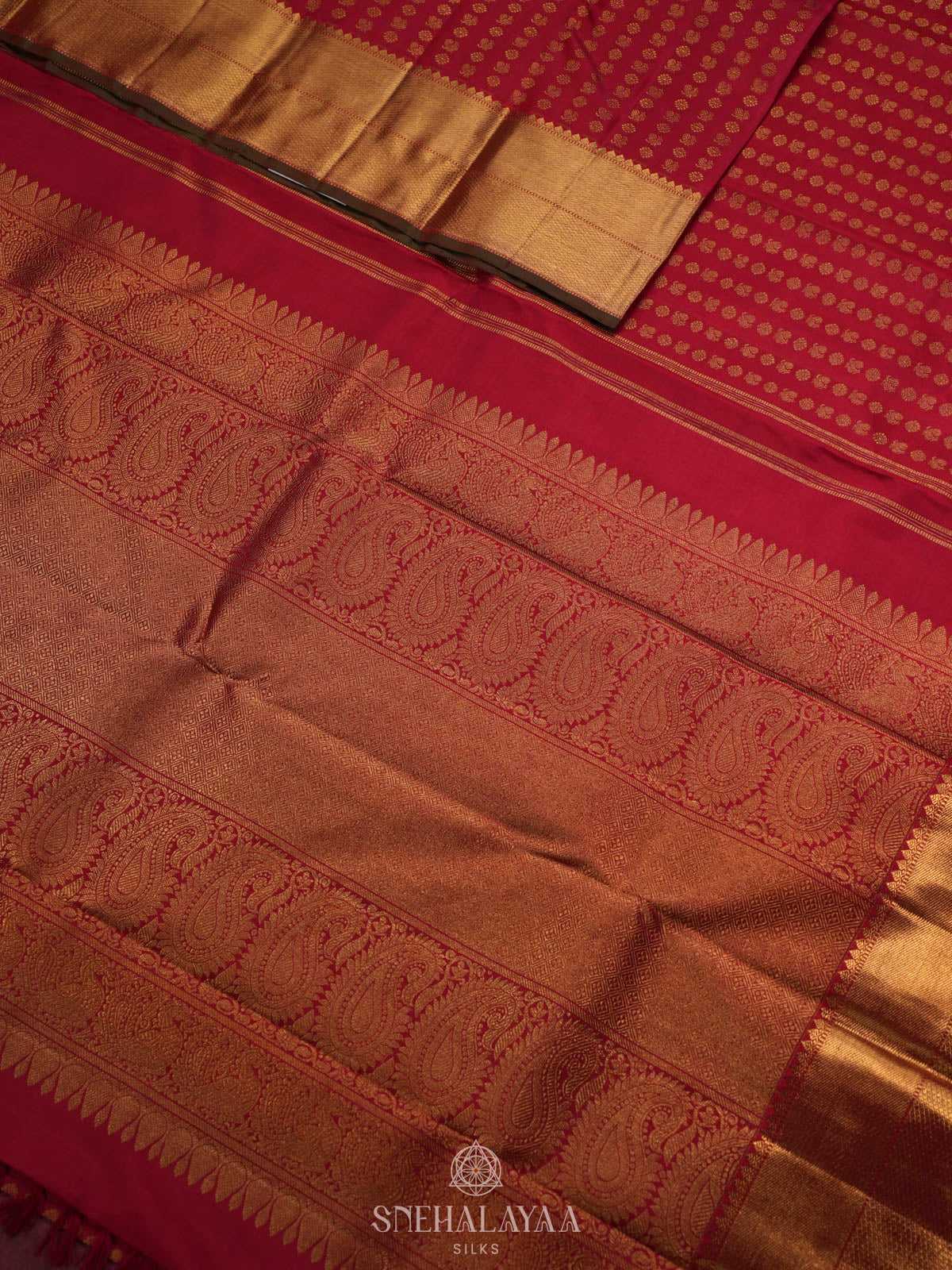Crimson Red Kanjivaram Silk Saree