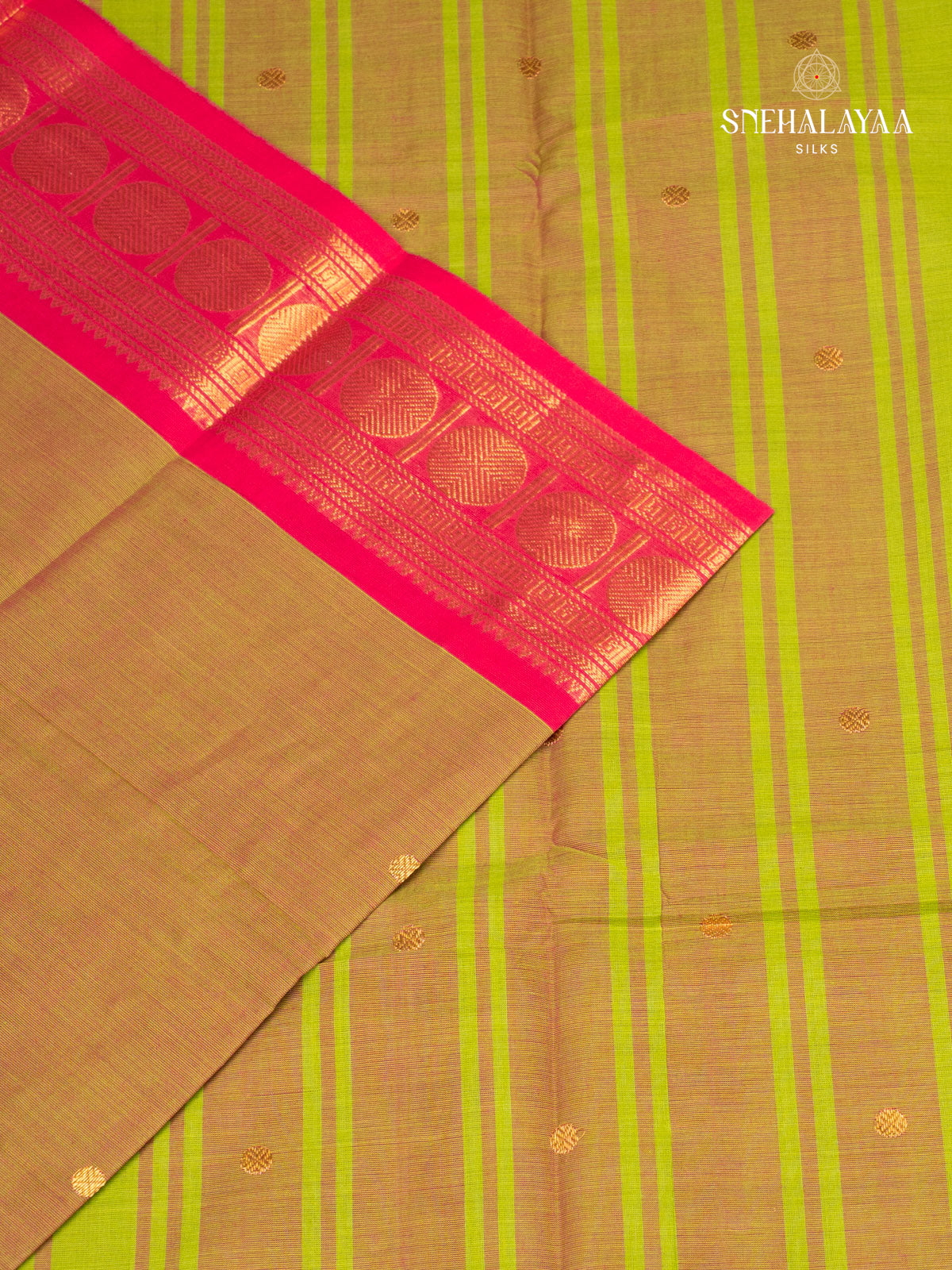 mustard Green Chettinad Cotton Saree