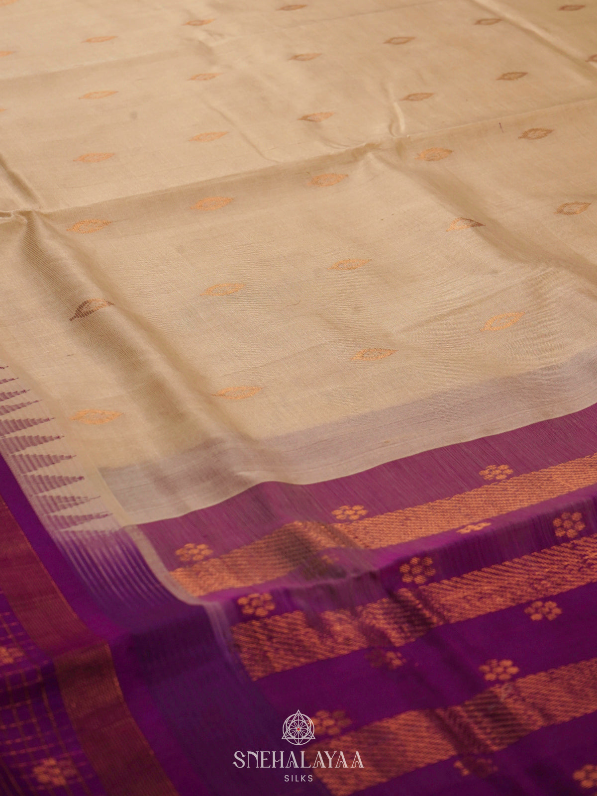 Cream Kanchi Silk Cotton Saree