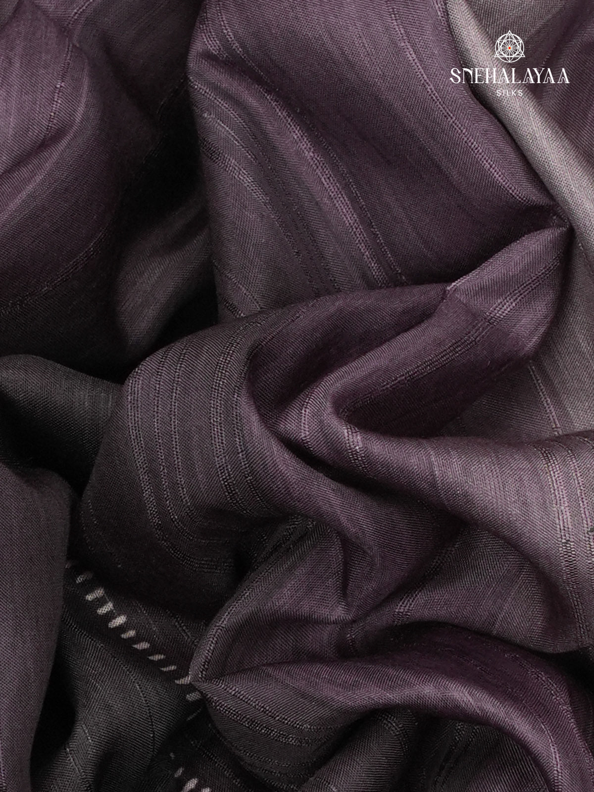 Aubergine Floral Printed Tussar Saree