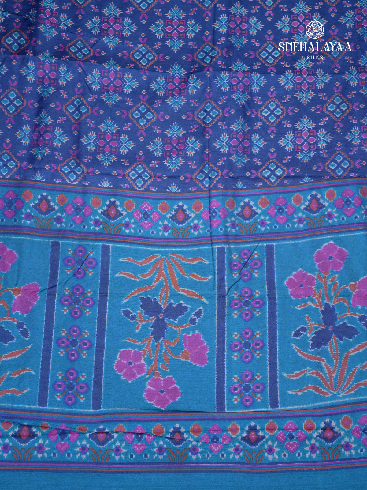 Royal Blue Ikat Saree