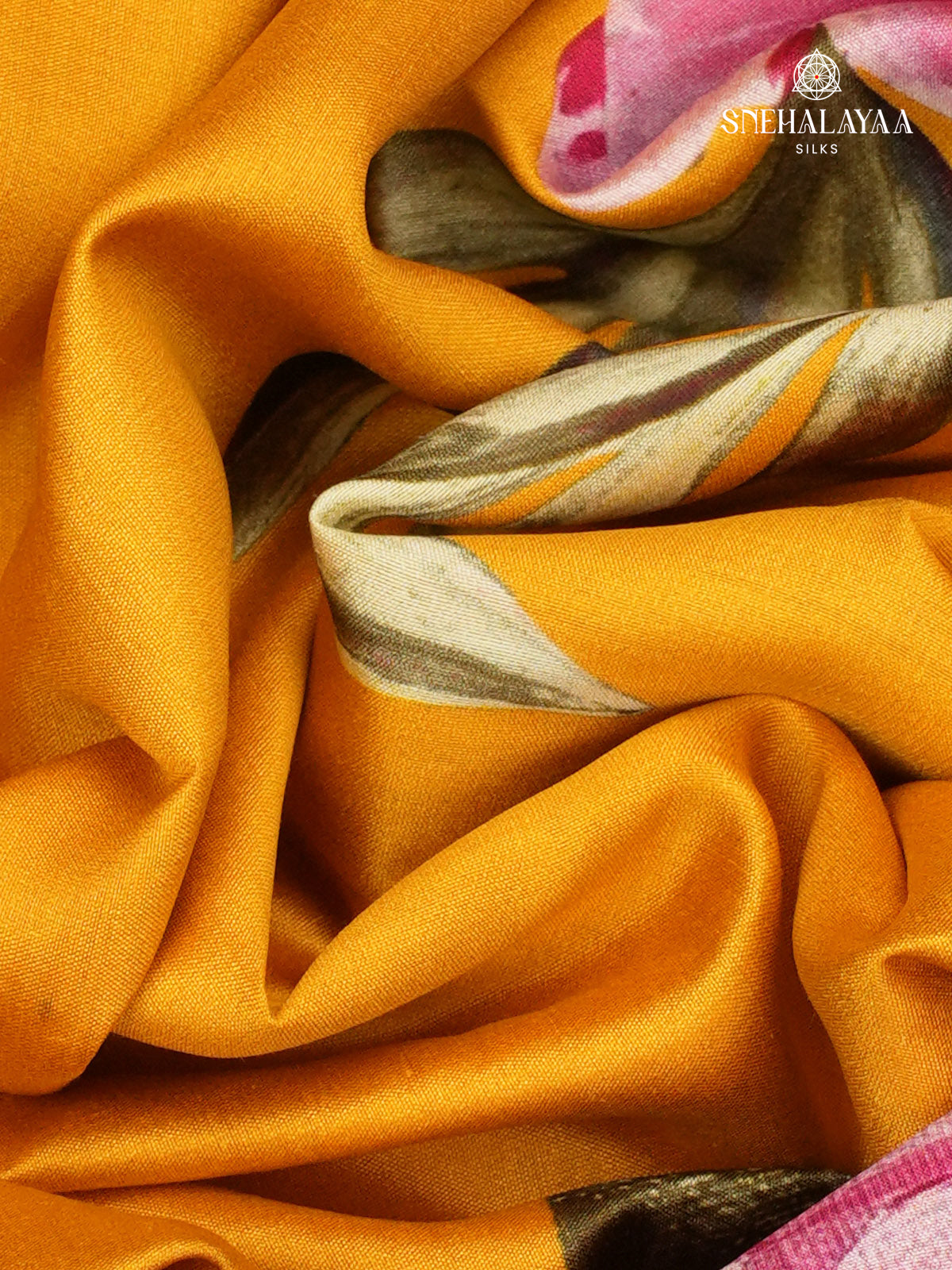 Yellow Chiniya Silk Saree