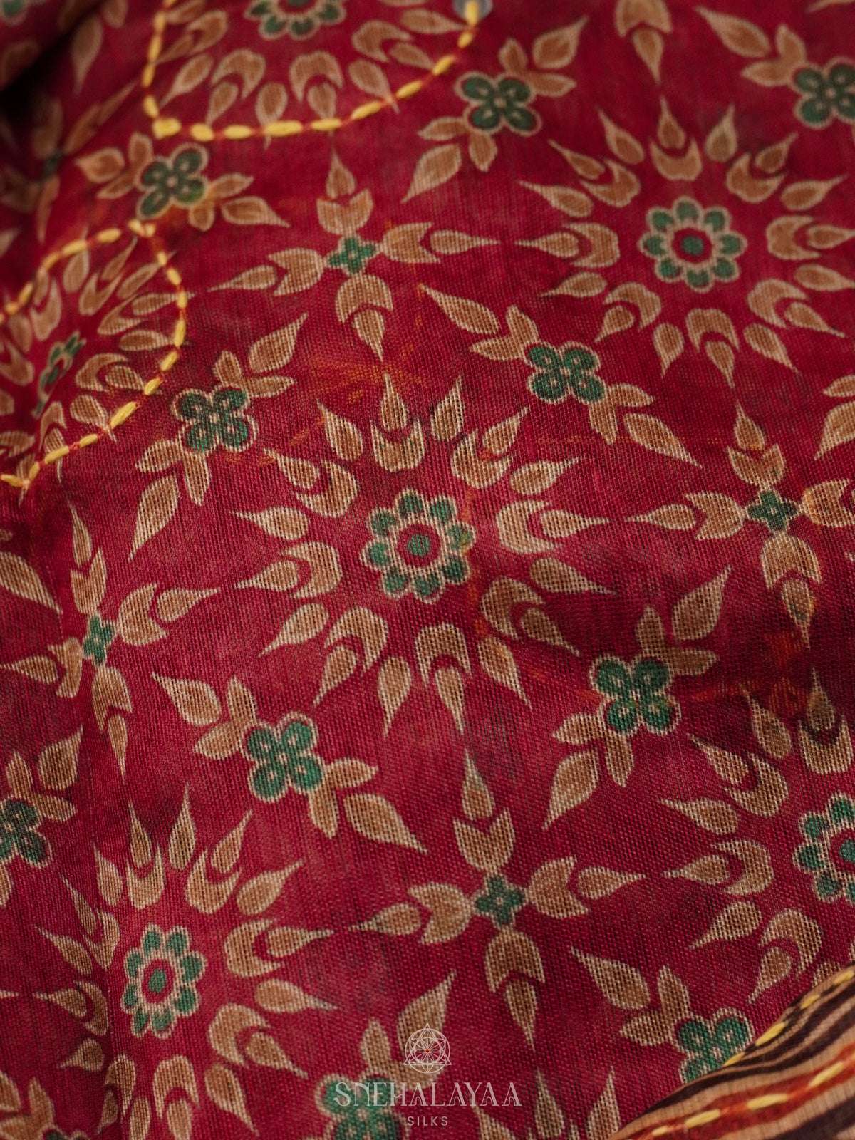 Maroon Embroidered Chanderi Saree